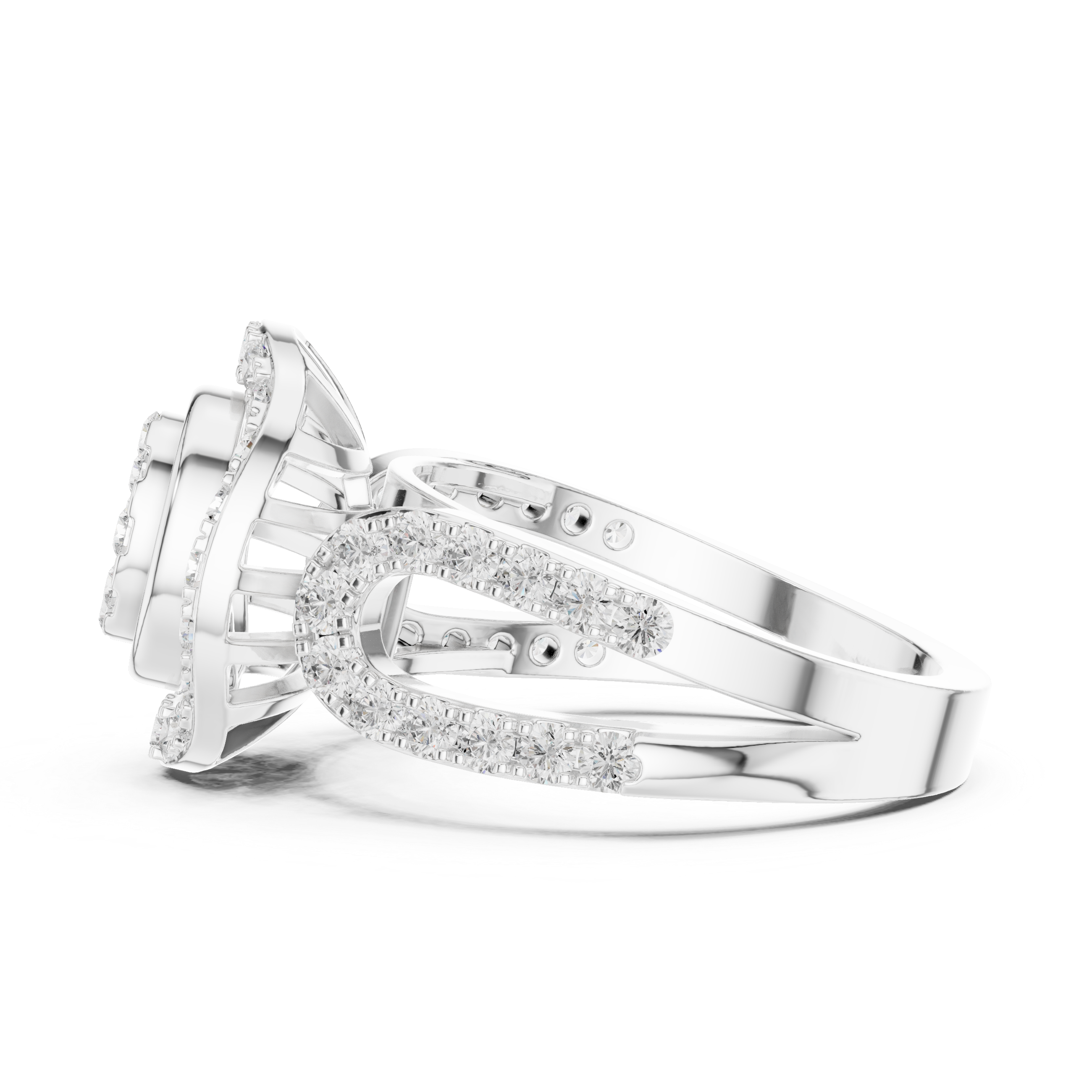 Vintage Style Oval Diamond Double Halo Anniversary Ring