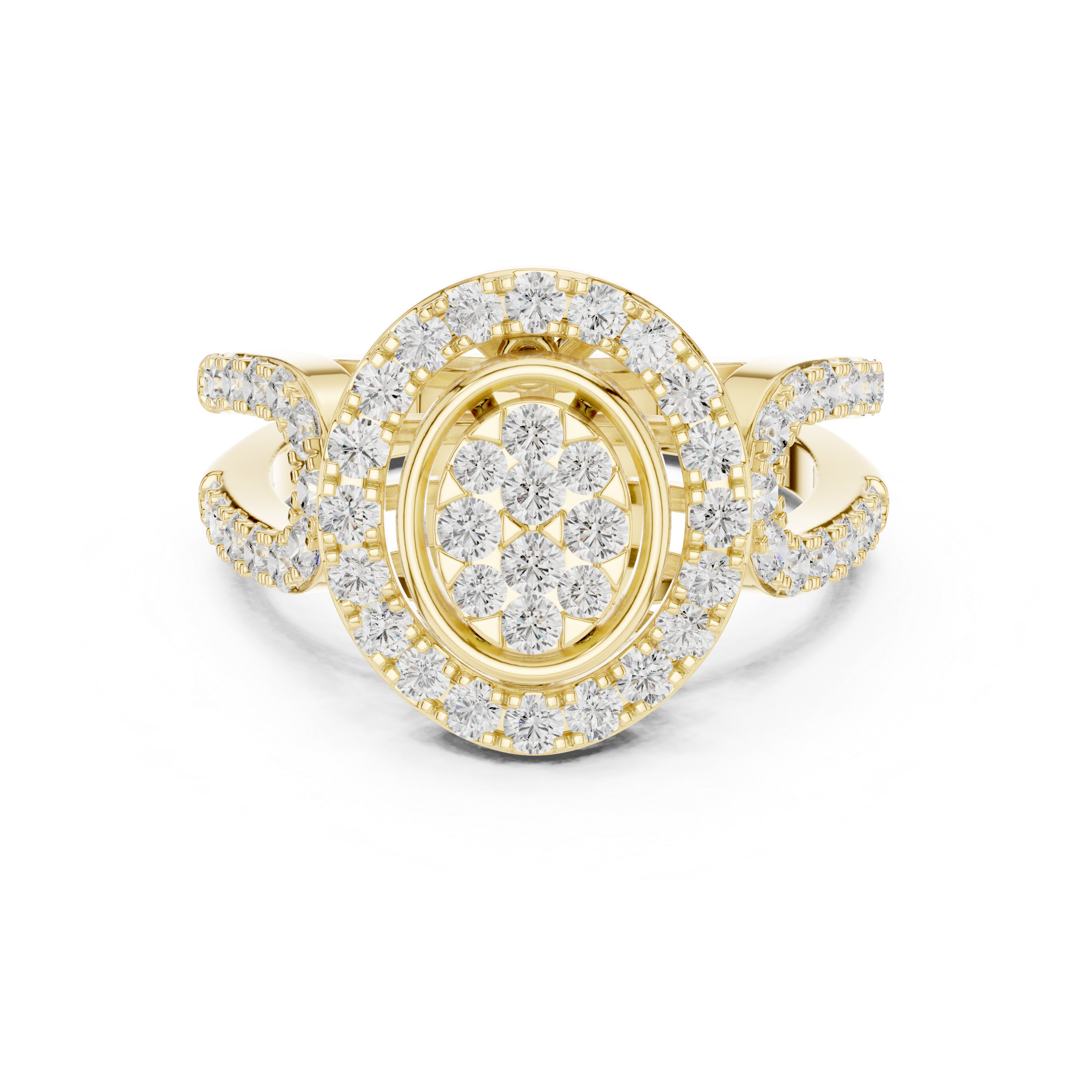 Vintage Style Oval Diamond Double Halo Anniversary Ring