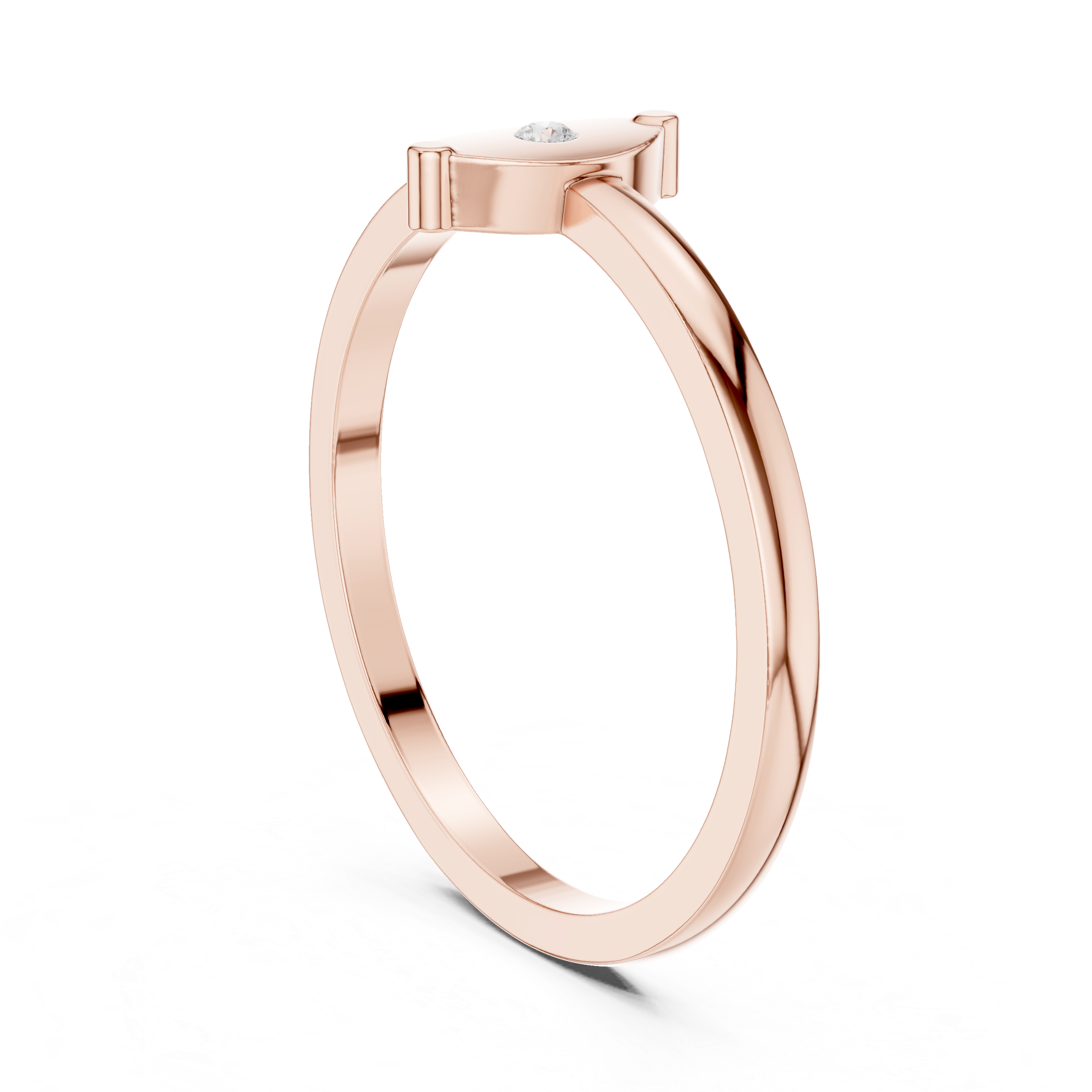 Marquise Shape Round Bezel Stacking Ring
