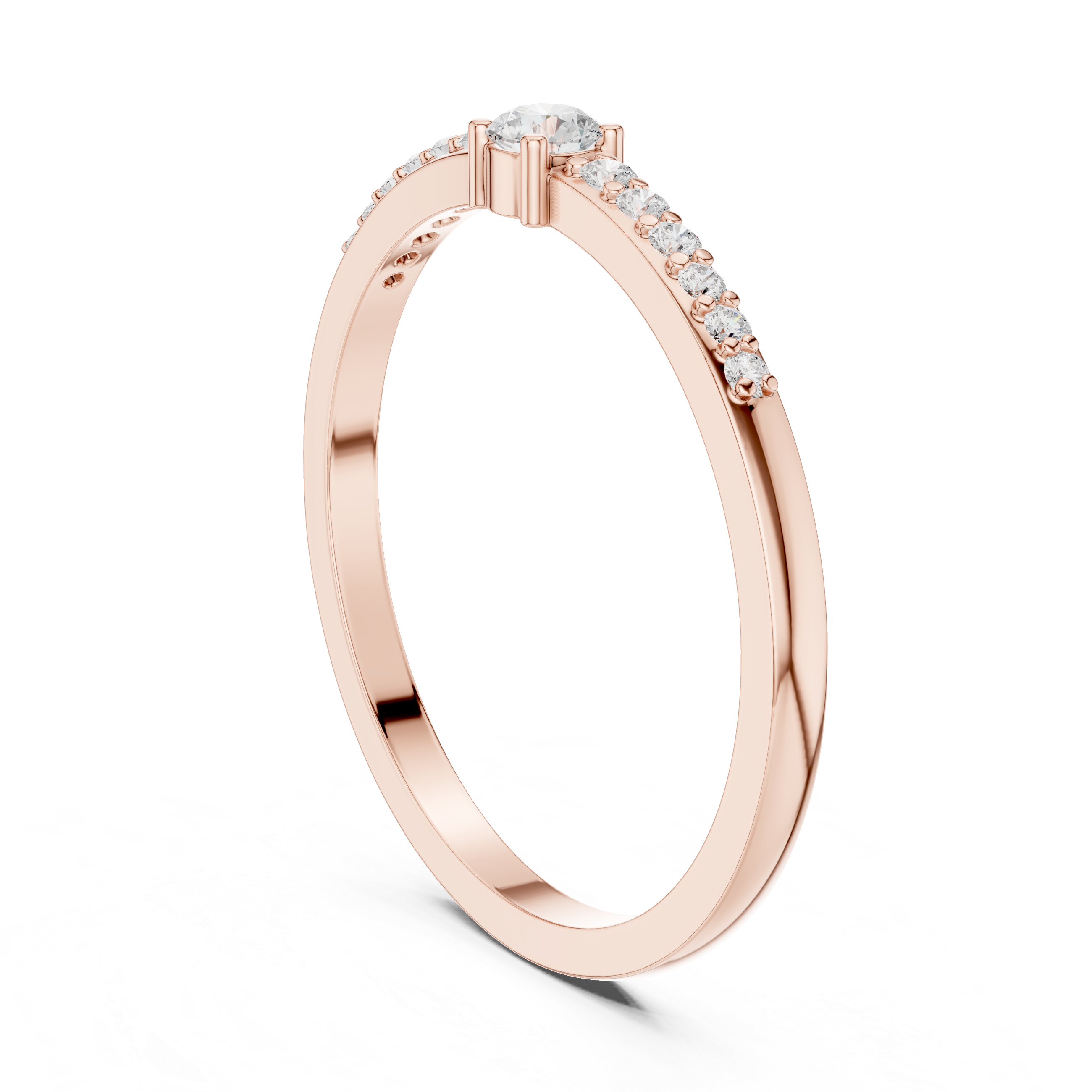 Round Cut Diamond Pave Set Minimalist Ring