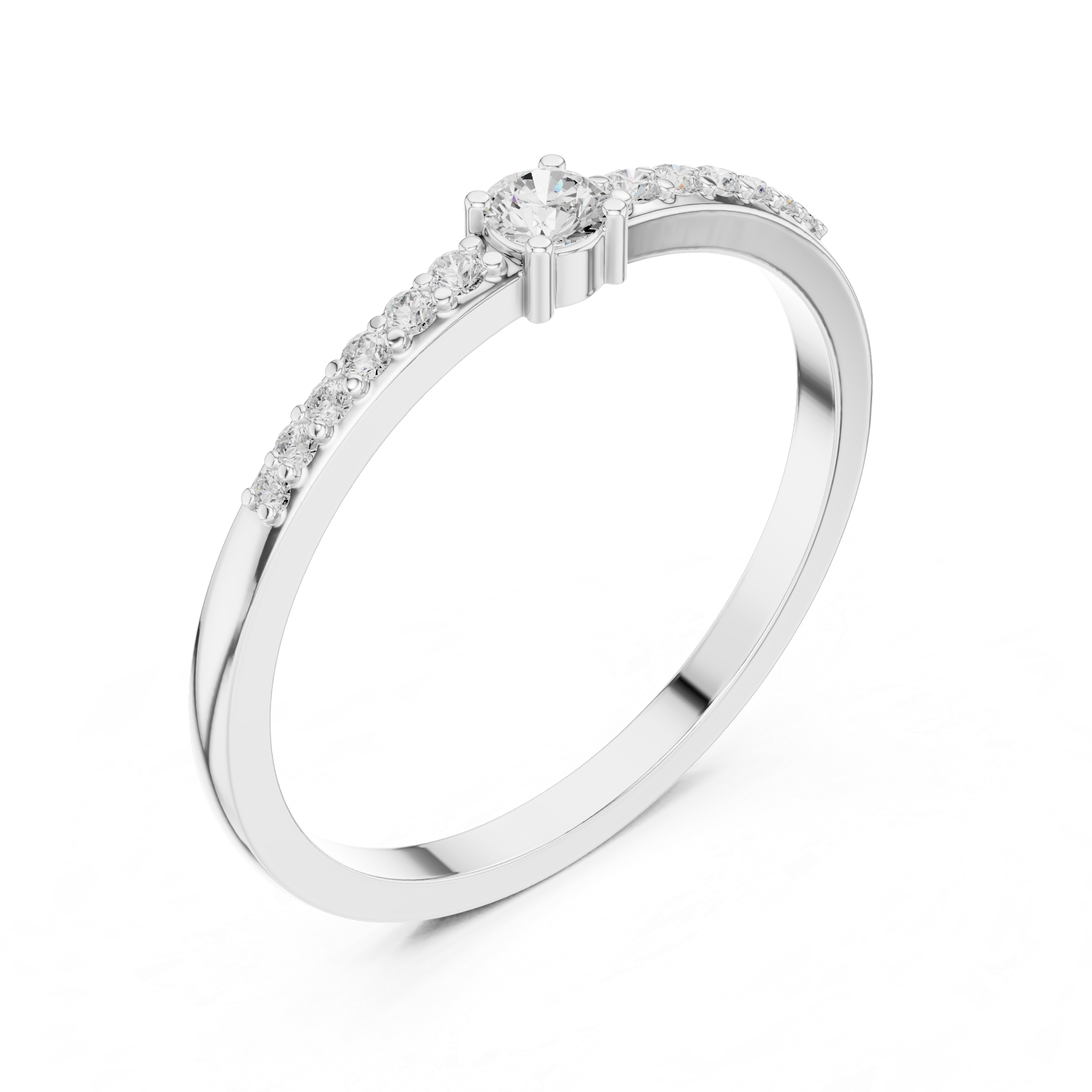 Round Cut Diamond Pave Set Minimalist Ring