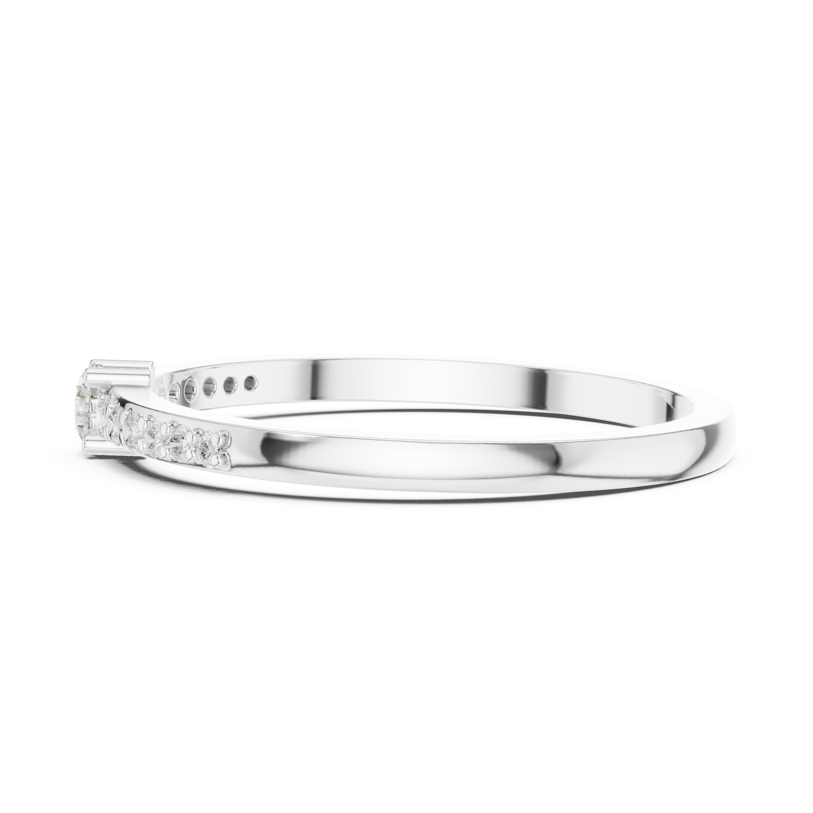Round Cut Diamond Pave Set Minimalist Ring
