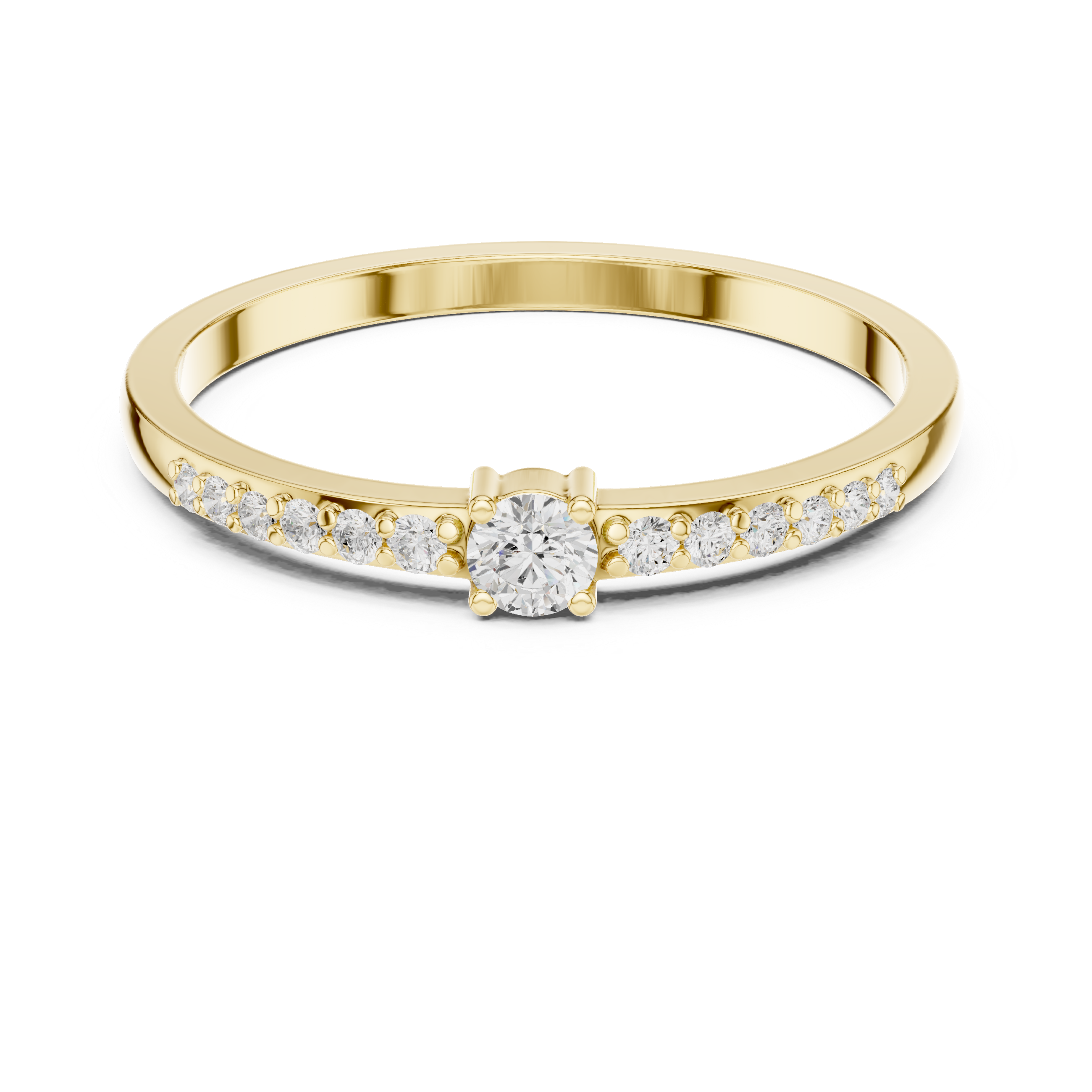 Round Cut Diamond Pave Set Minimalist Ring