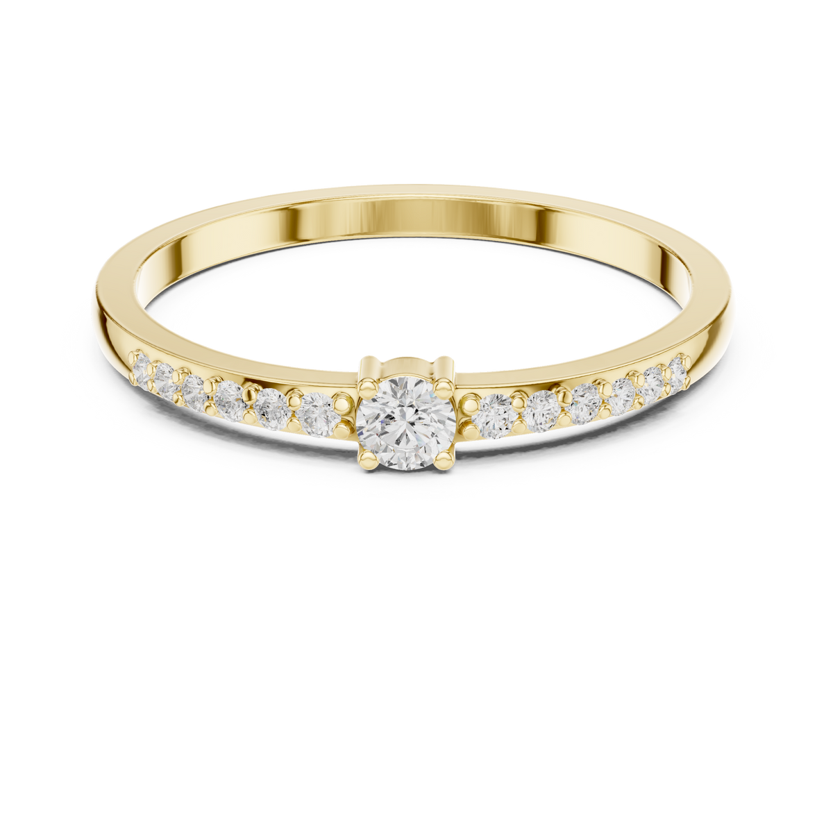 Round Cut Diamond Pave Set Minimalist Ring