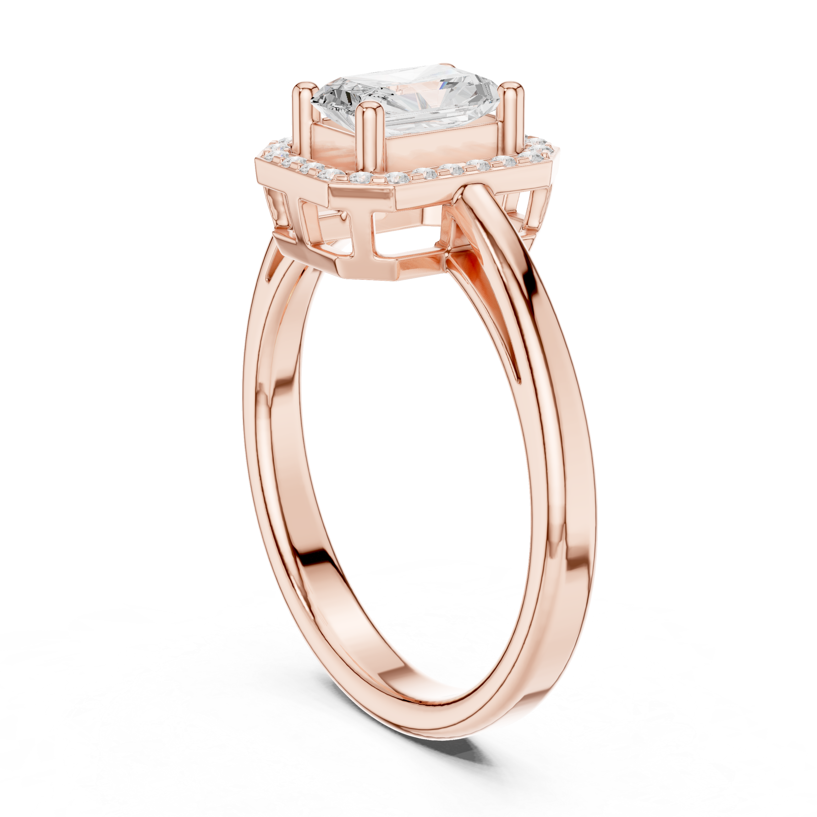Radiant Cut Halo Cathedral Proposal Ring
