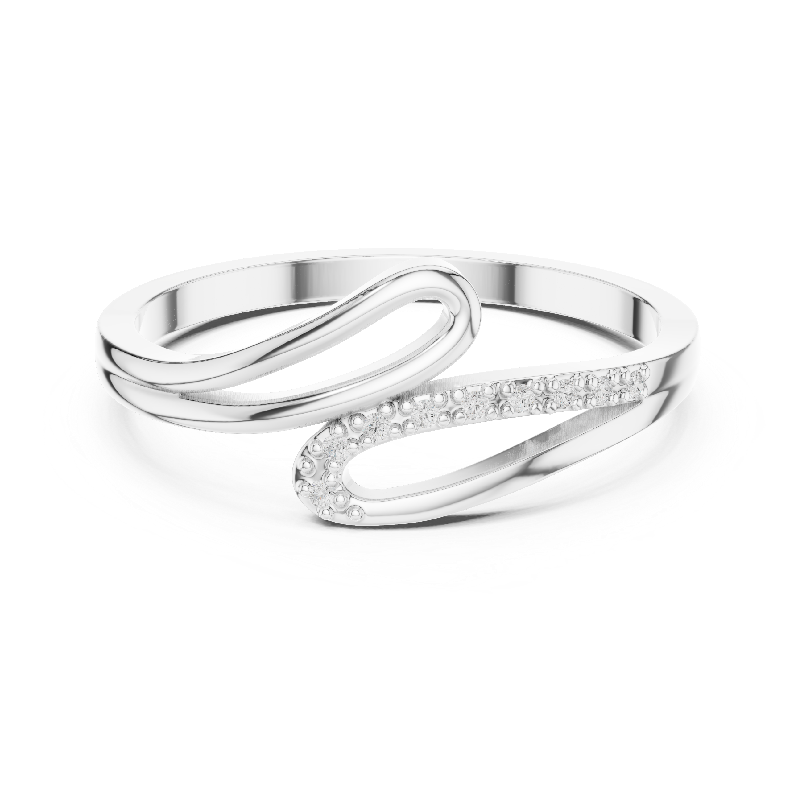 Modern Bypass Wrap Band With Pave Diamond Accents