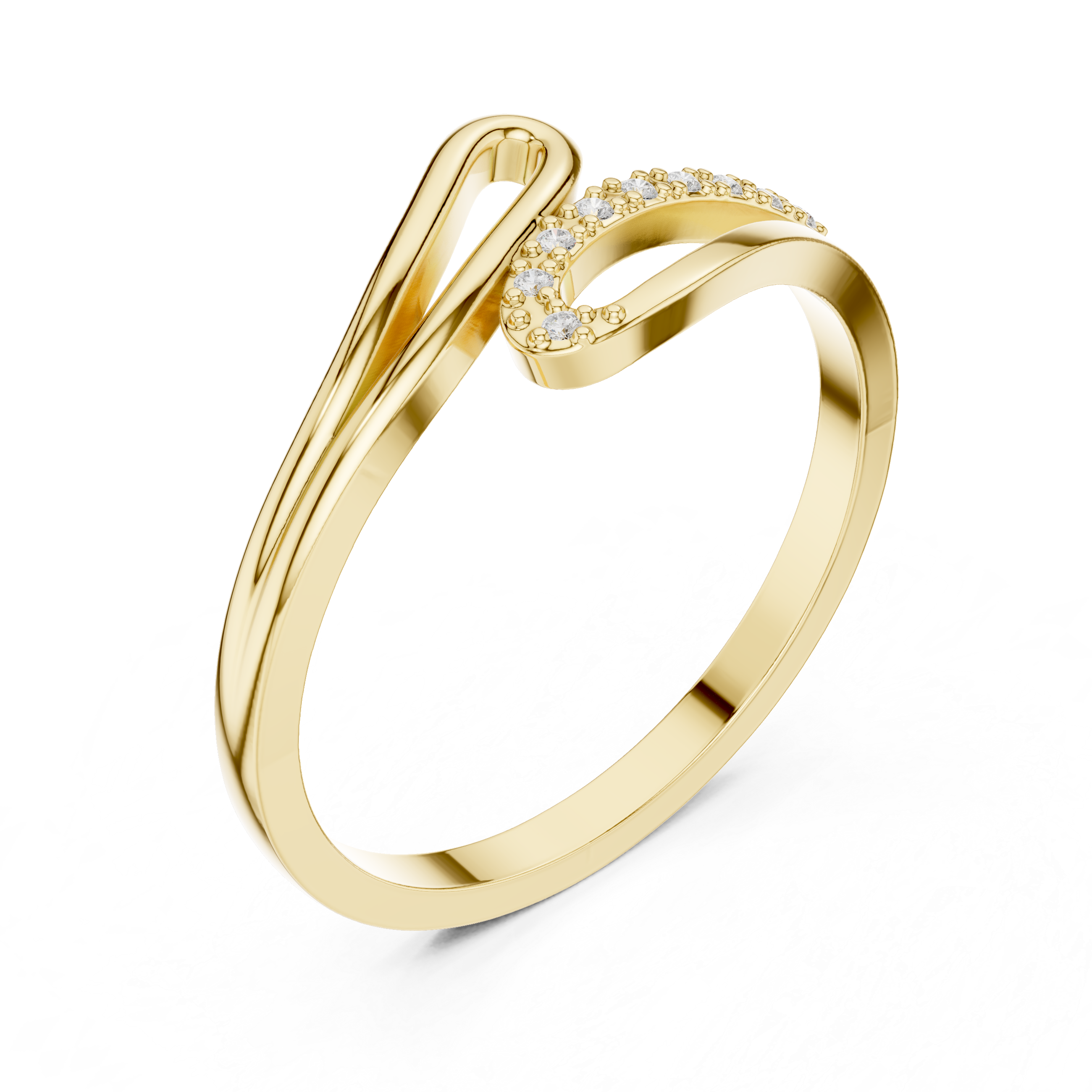 Modern Bypass Wrap Band With Pave Diamond Accents