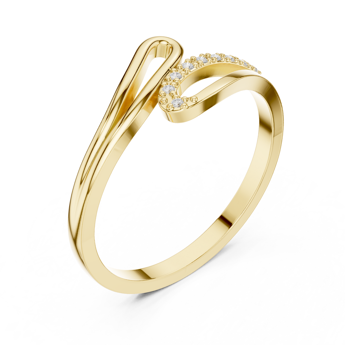 Modern Bypass Wrap Band With Pave Diamond Accents