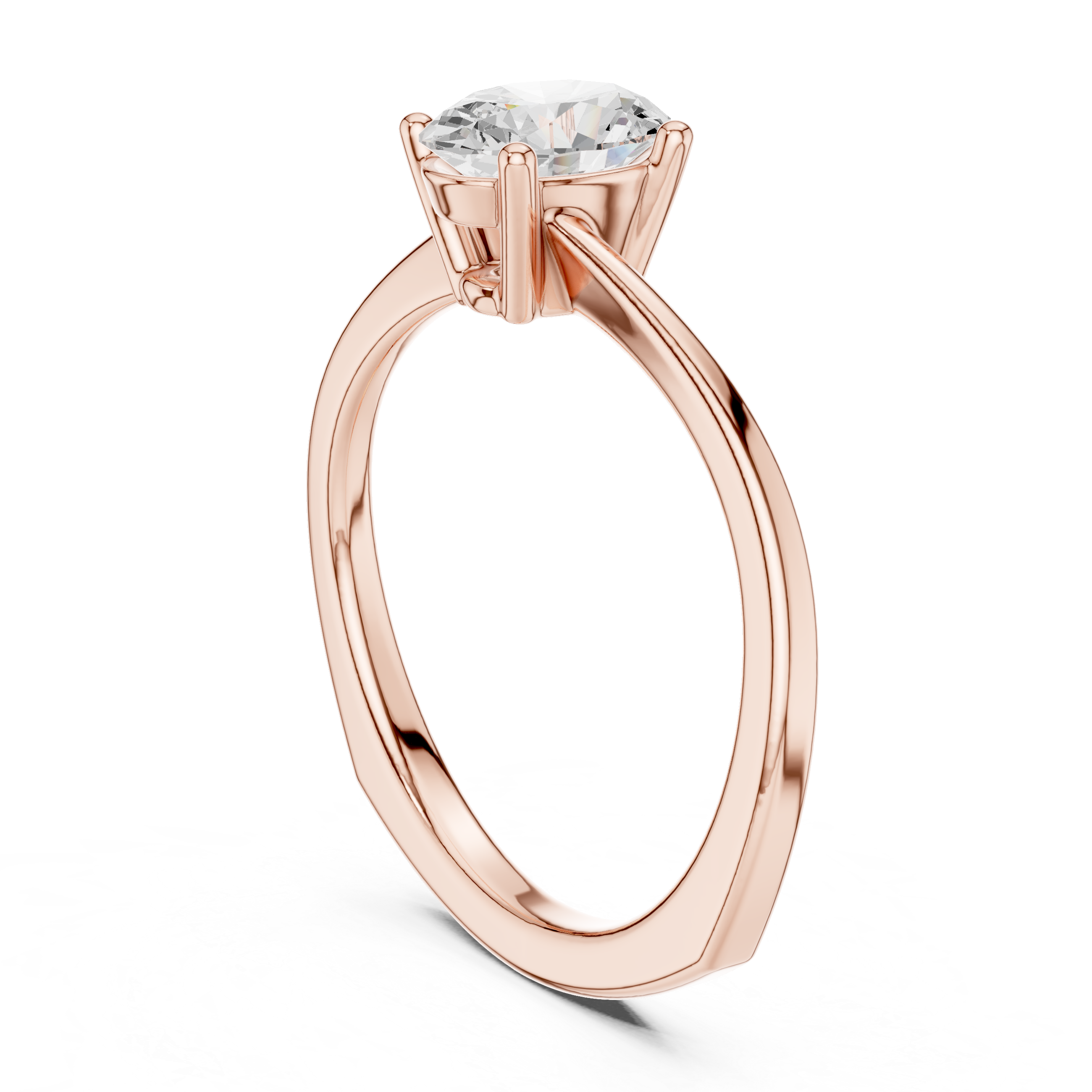 Oval Cut Solitaire Diamond Euro Shank Wedding Ring