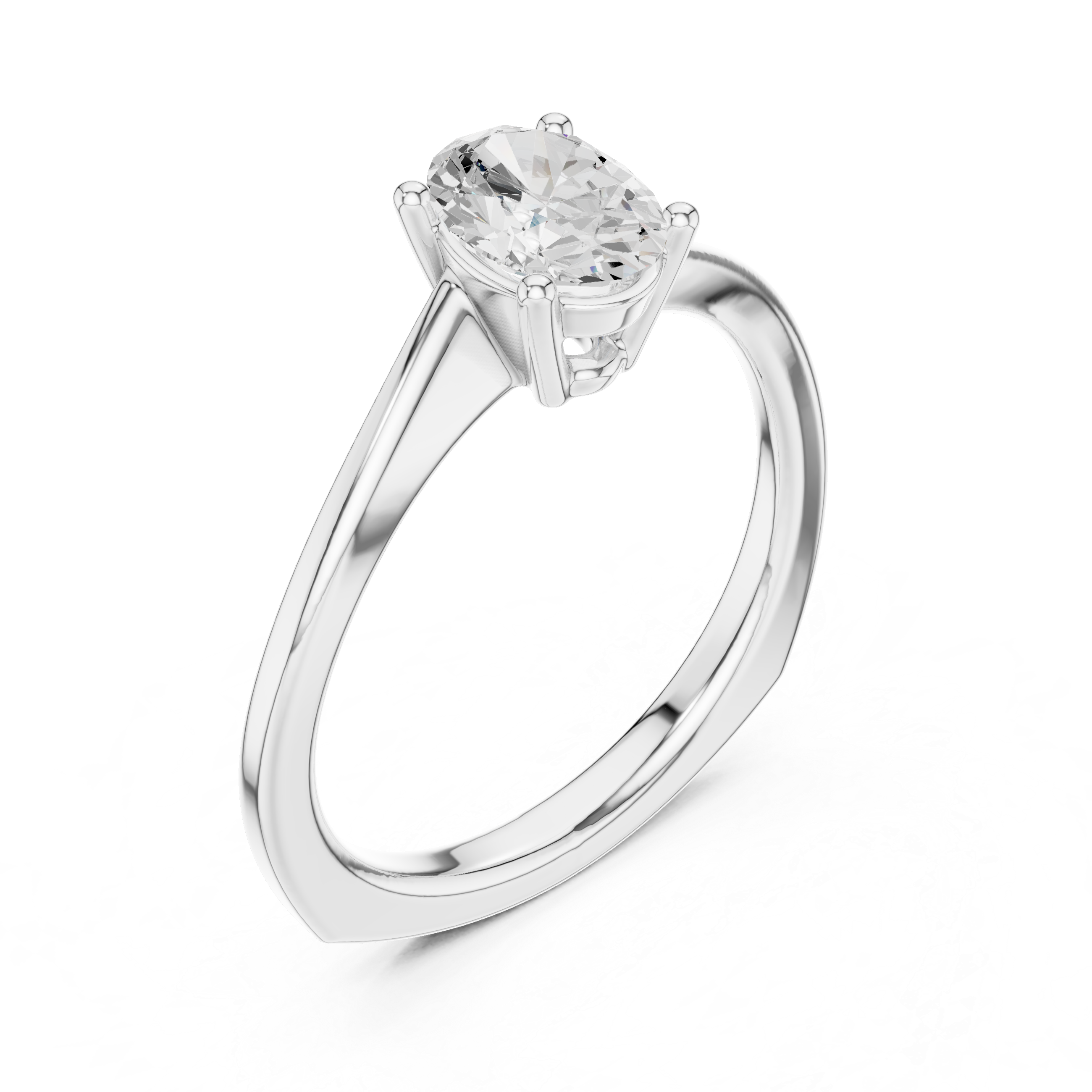 Oval Cut Solitaire Diamond Euro Shank Wedding Ring