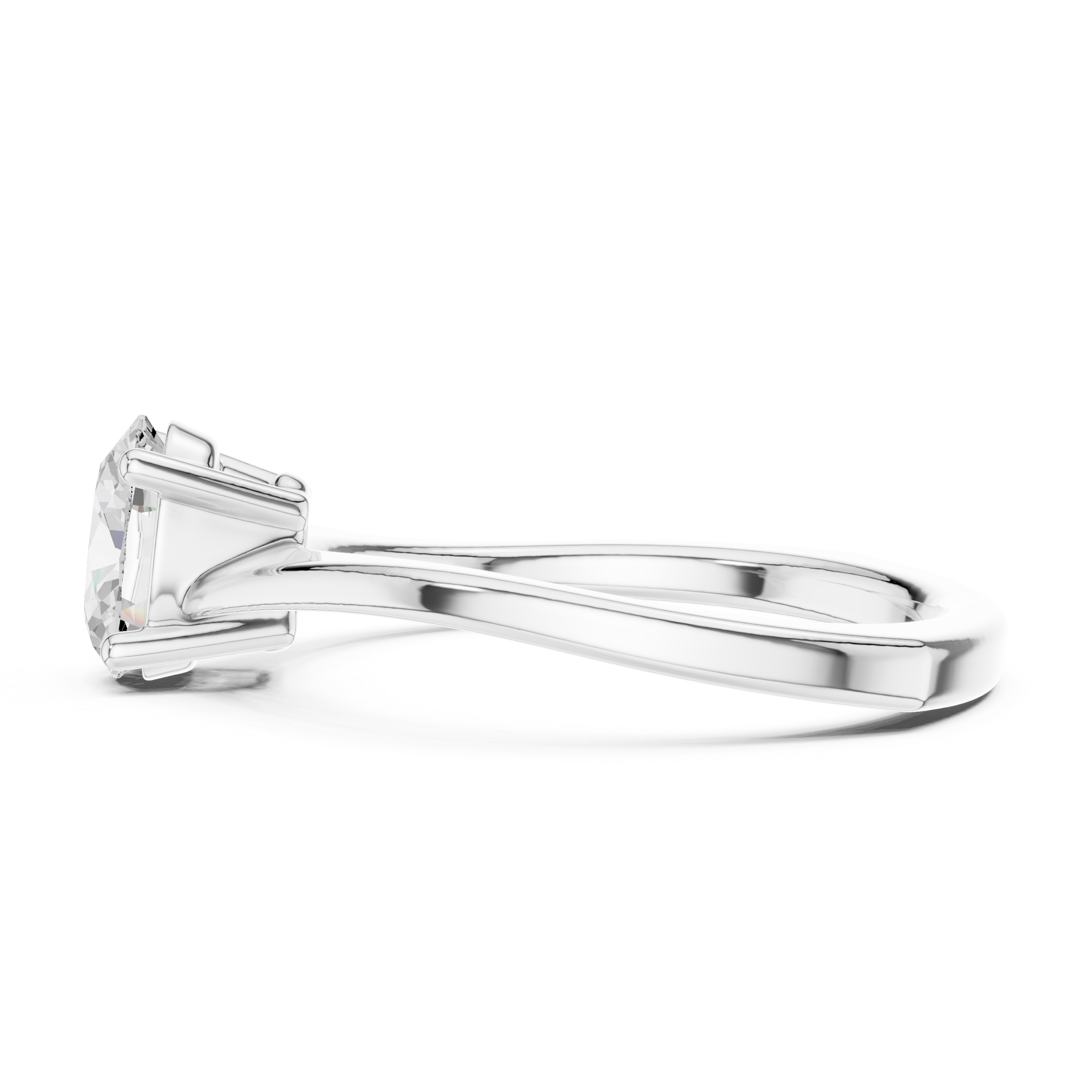 Oval Cut Solitaire Diamond Euro Shank Wedding Ring