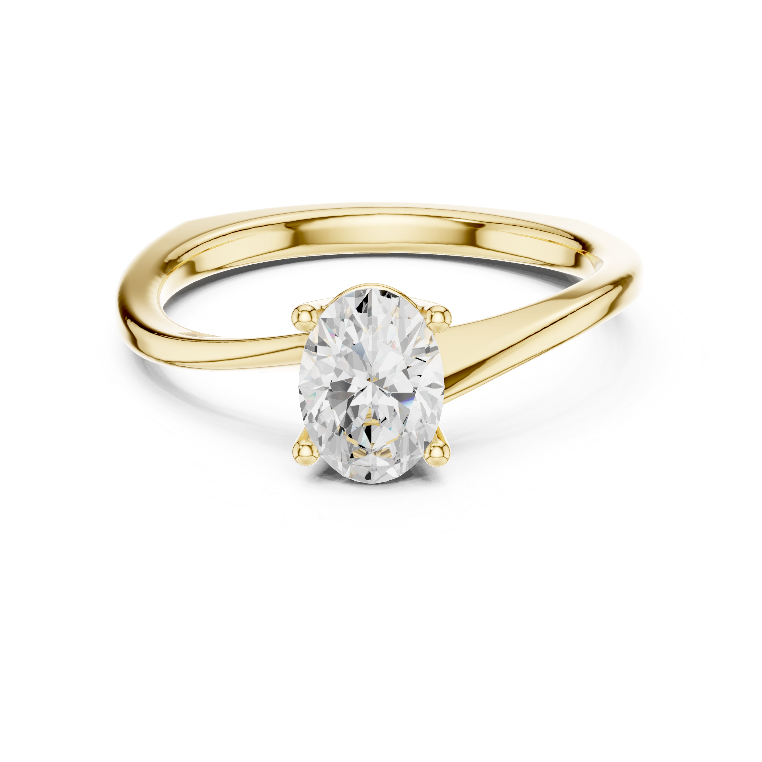 Oval Cut Solitaire Diamond Euro Shank Wedding Ring