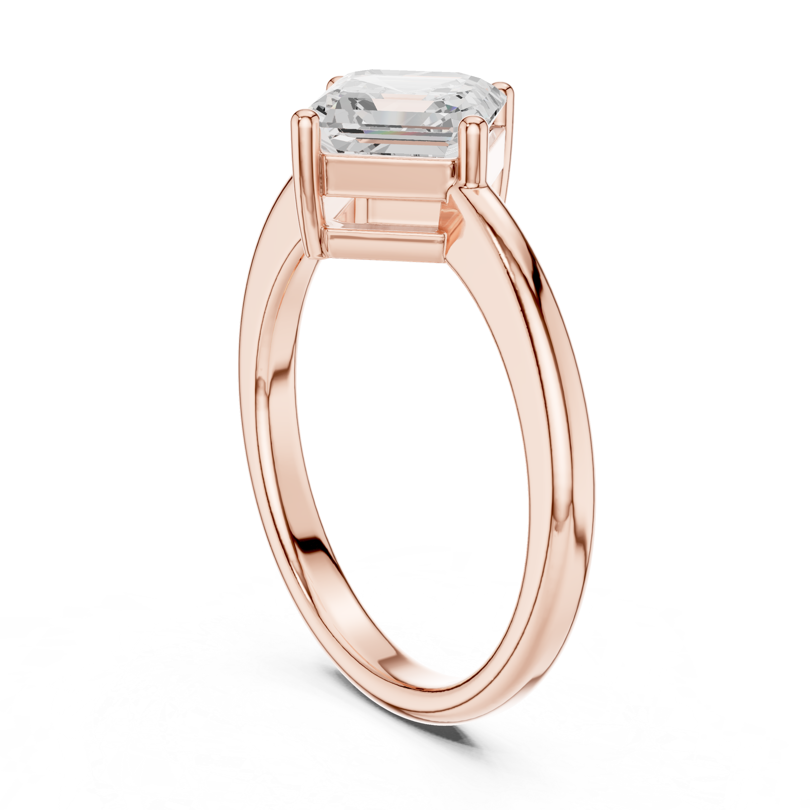 Kite Set Asscher Cut Solitaire Diamond Anniversary Ring