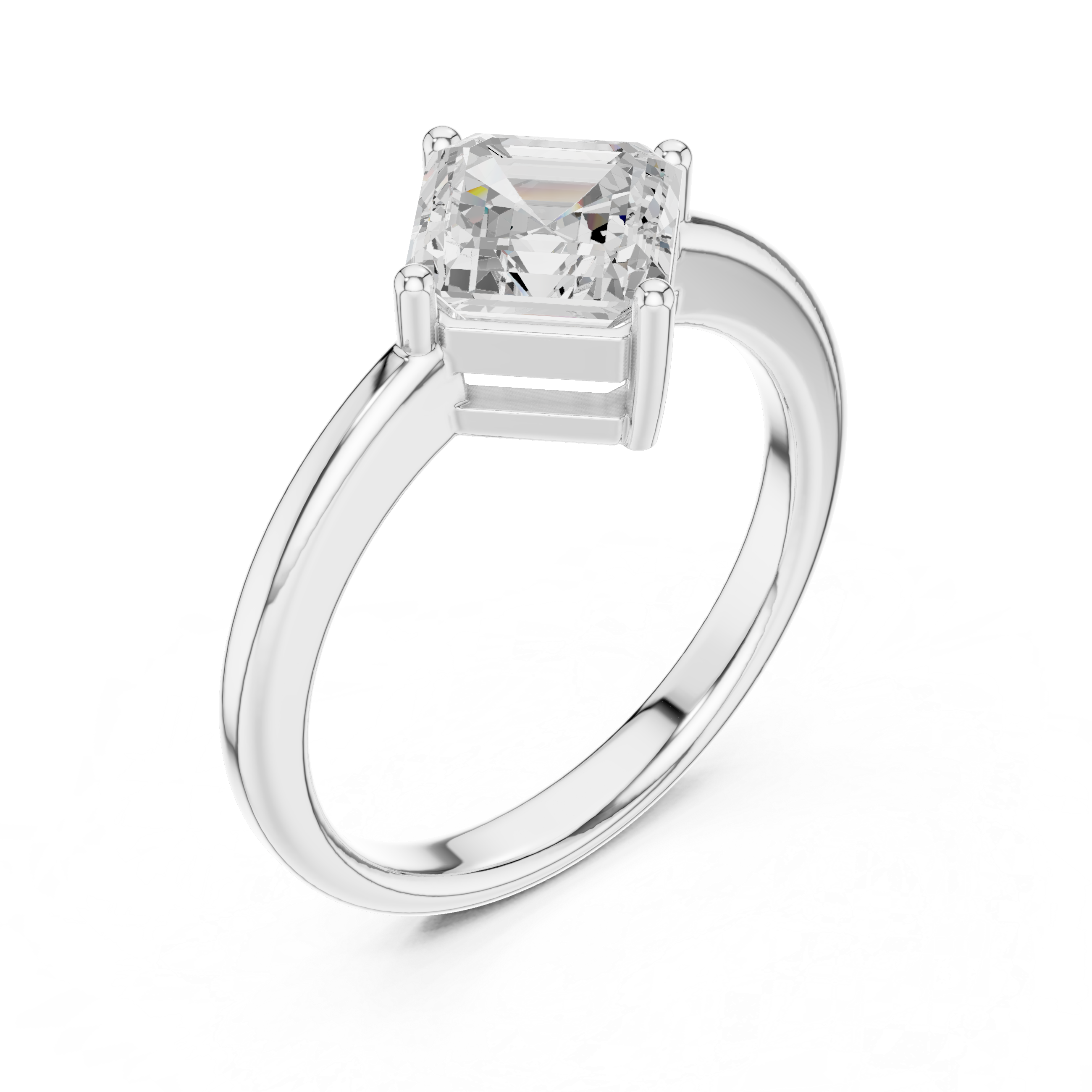 Kite Set Asscher Cut Solitaire Diamond Anniversary Ring