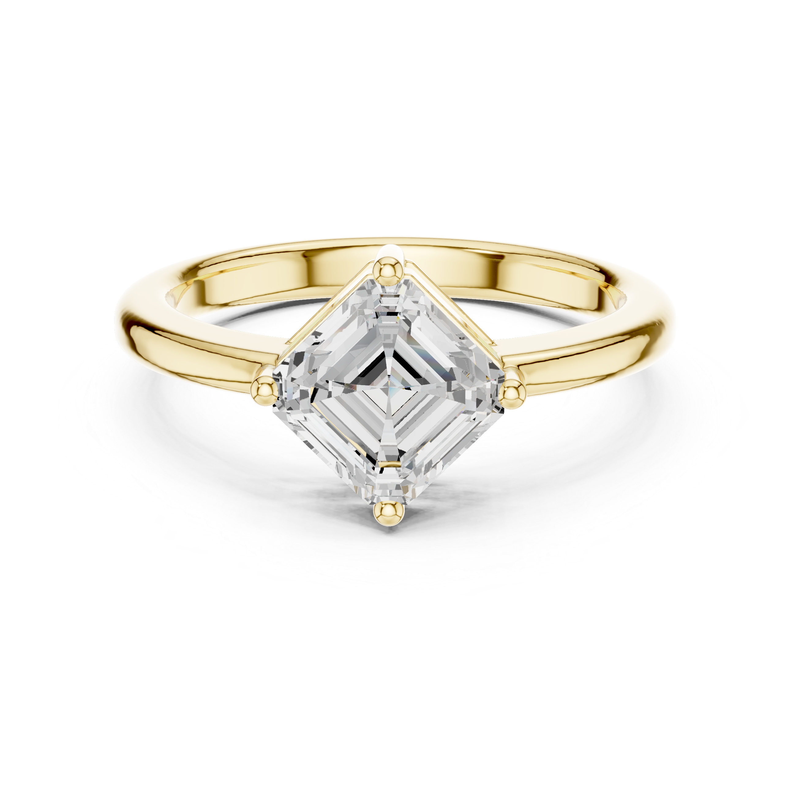 Kite Set Asscher Cut Solitaire Diamond Anniversary Ring
