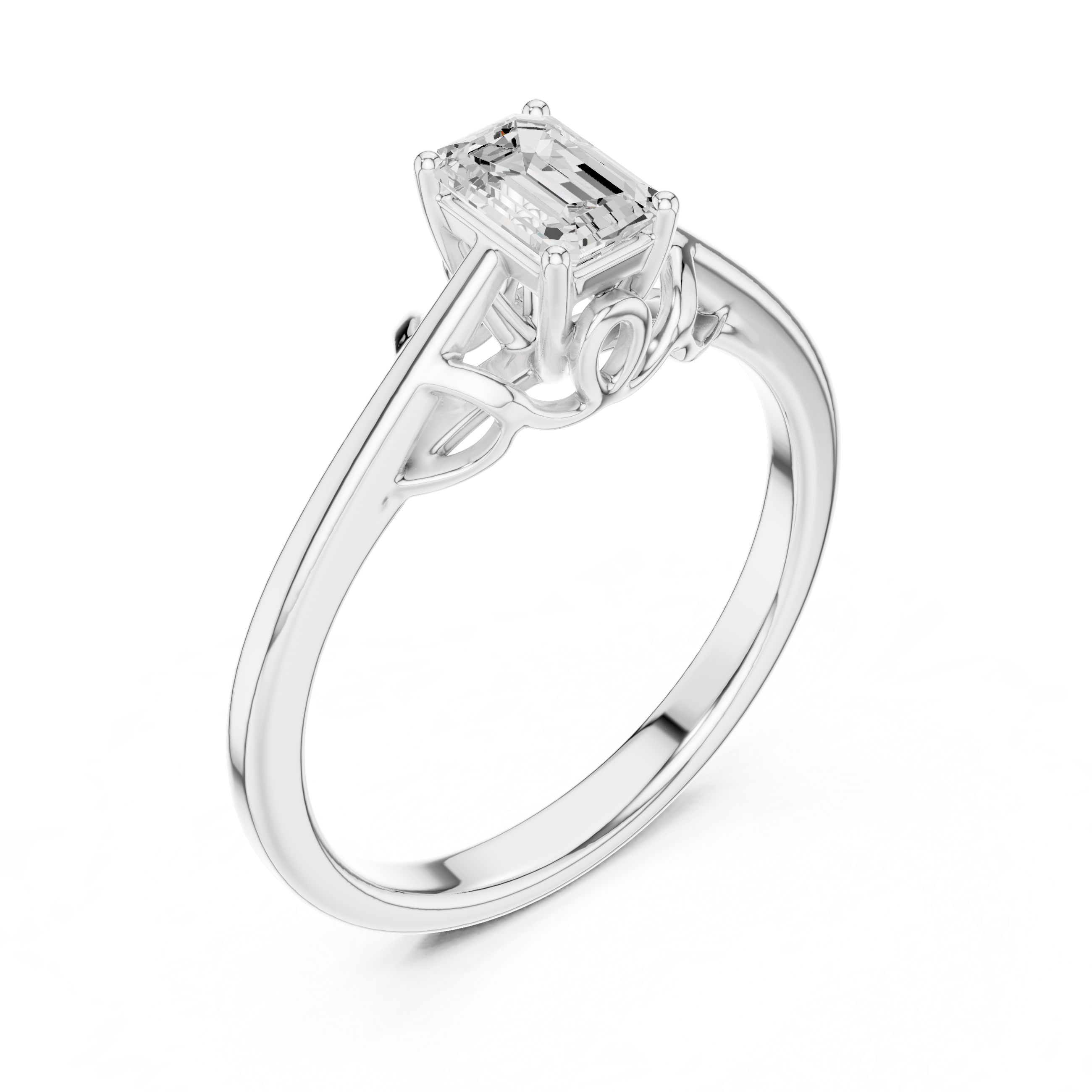 Vintage Style Emerald Cut Solitaire Wedding Ring