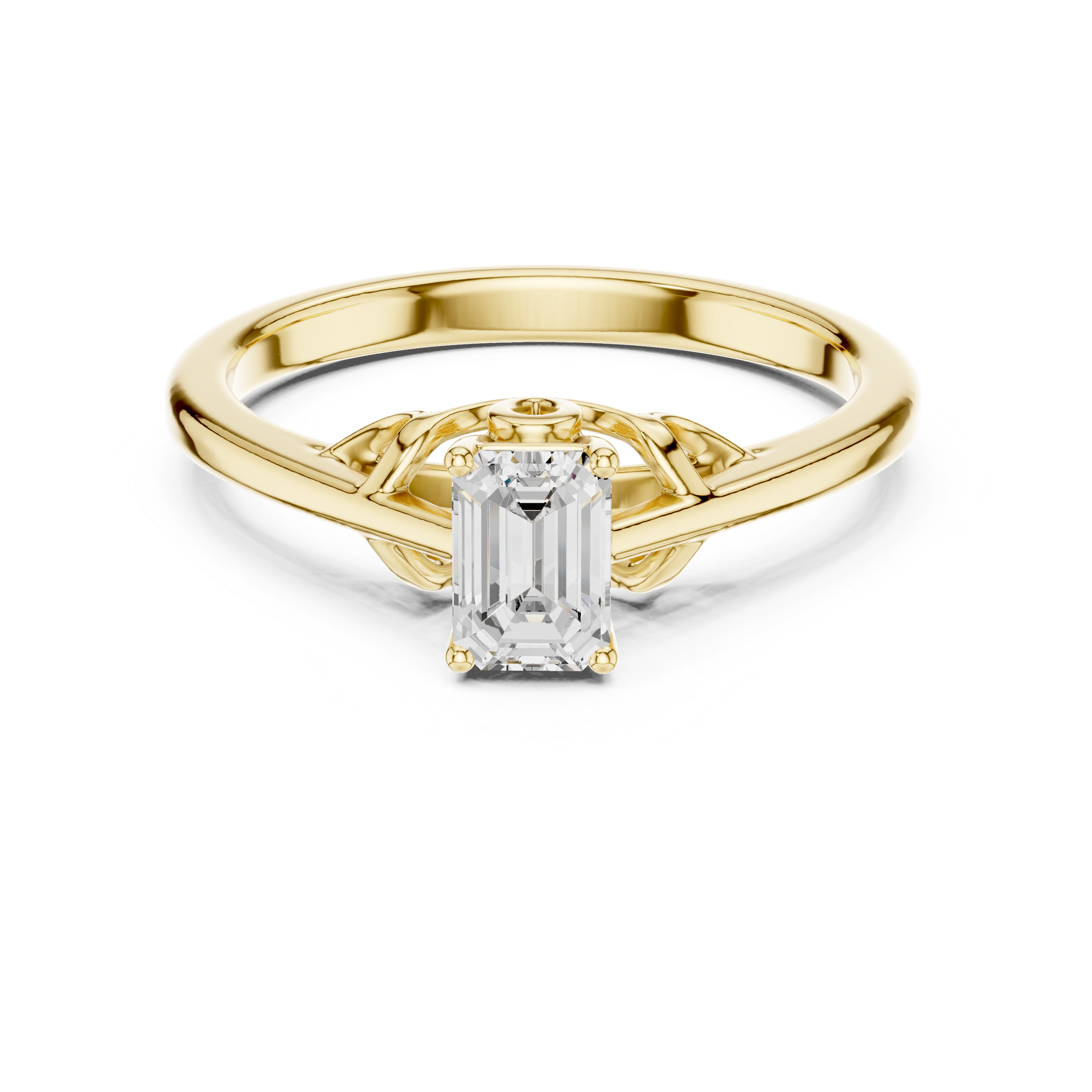 Vintage Style Emerald Cut Solitaire Wedding Ring
