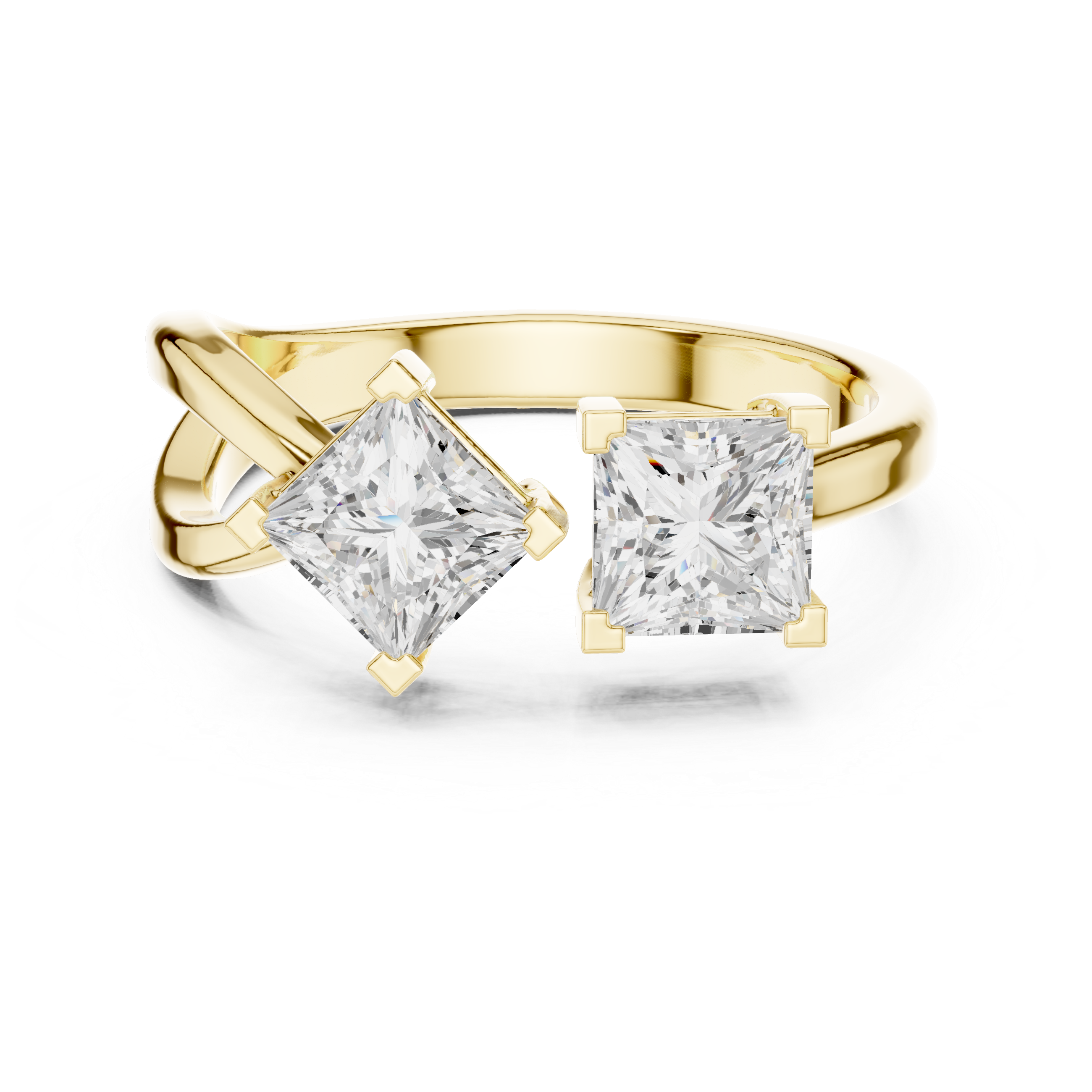 Duo Princess Cut Lab Grown Diamond Two Stone Wedding Ring