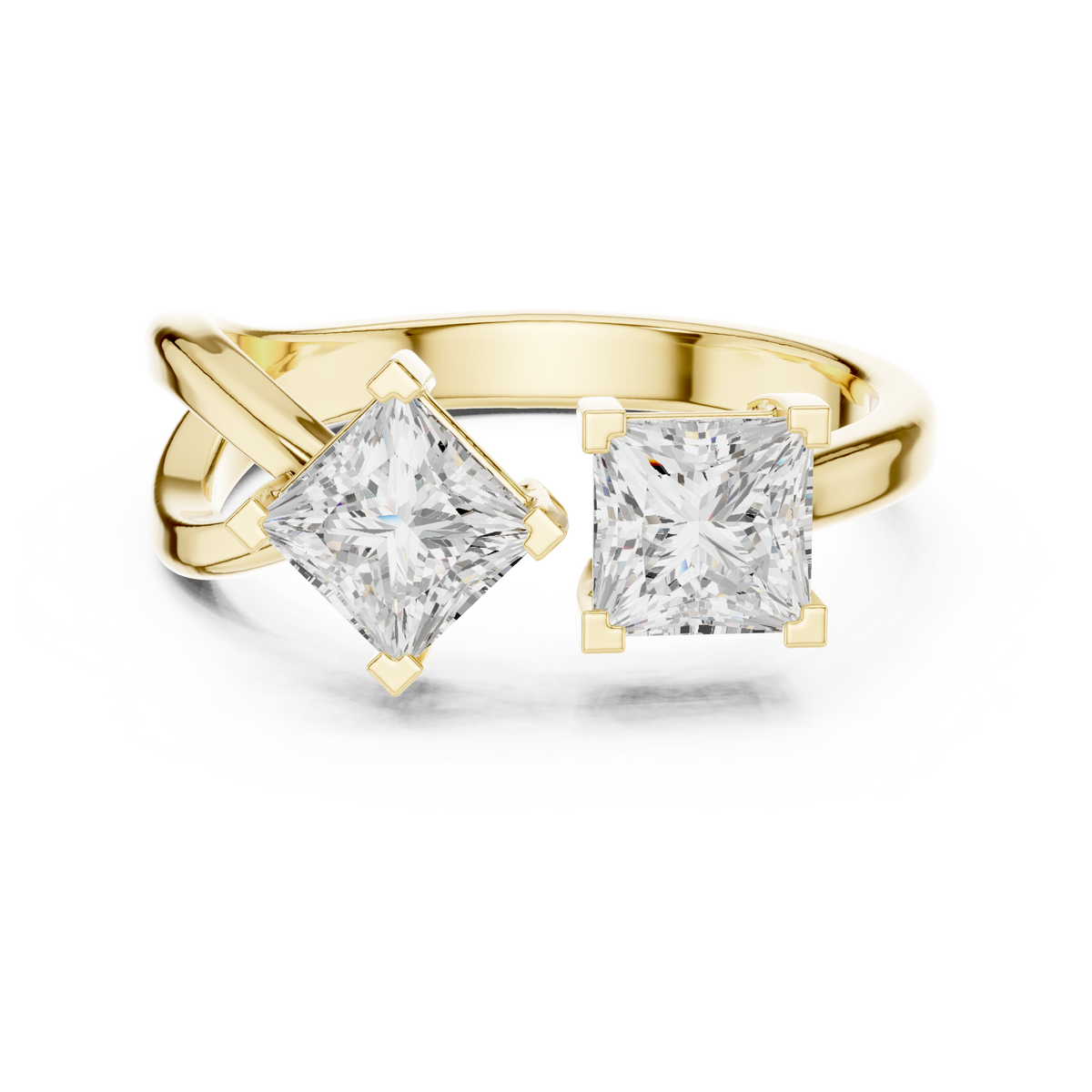 Duo Princess Cut Lab Grown Diamond Two Stone Weeding Ring