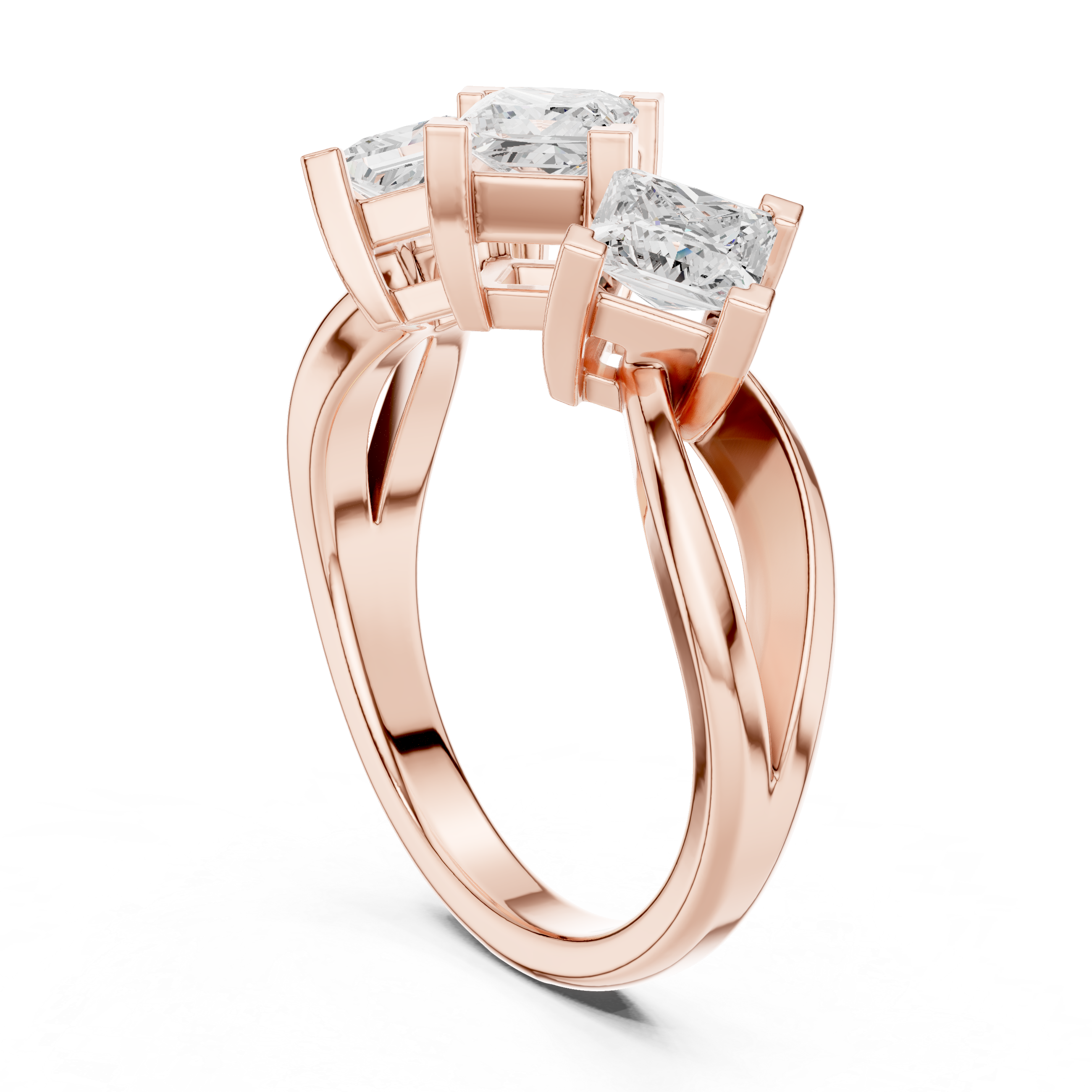 Three Stone Princess Lab Grown Diamond Wedding Ring