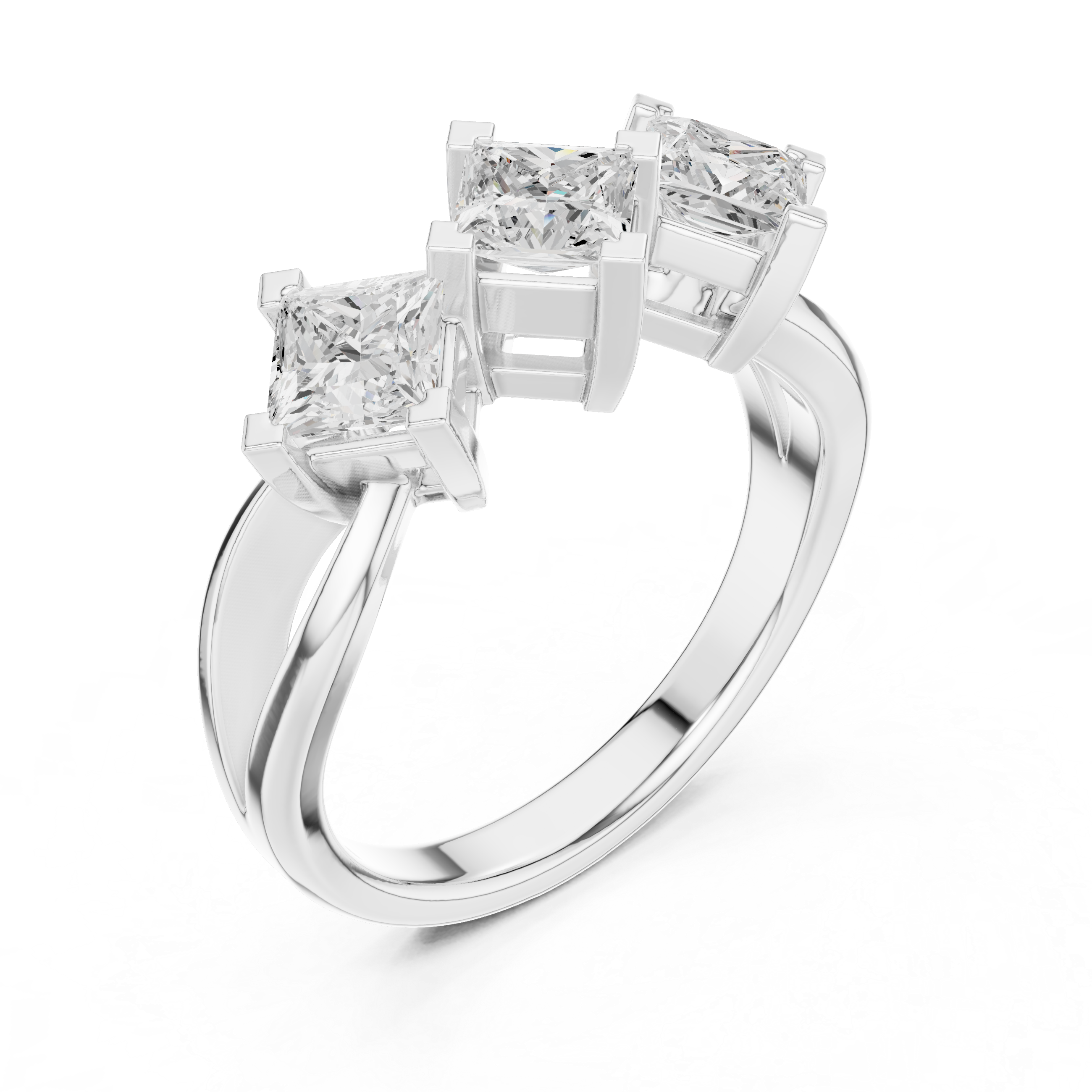 Three Stone Princess Lab Grown Diamond Wedding Ring