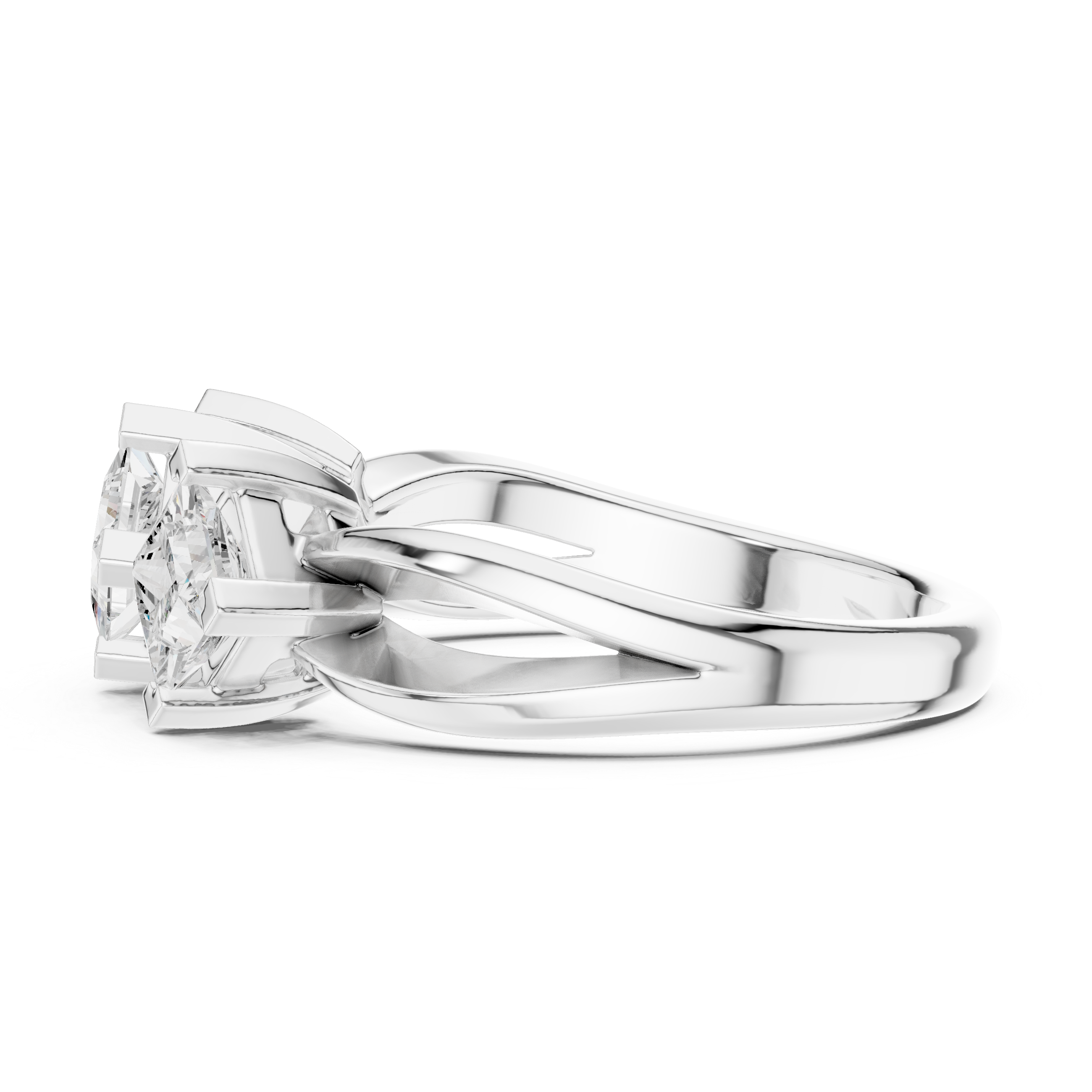 Three Stone Princess Lab Grown Diamond Wedding Ring