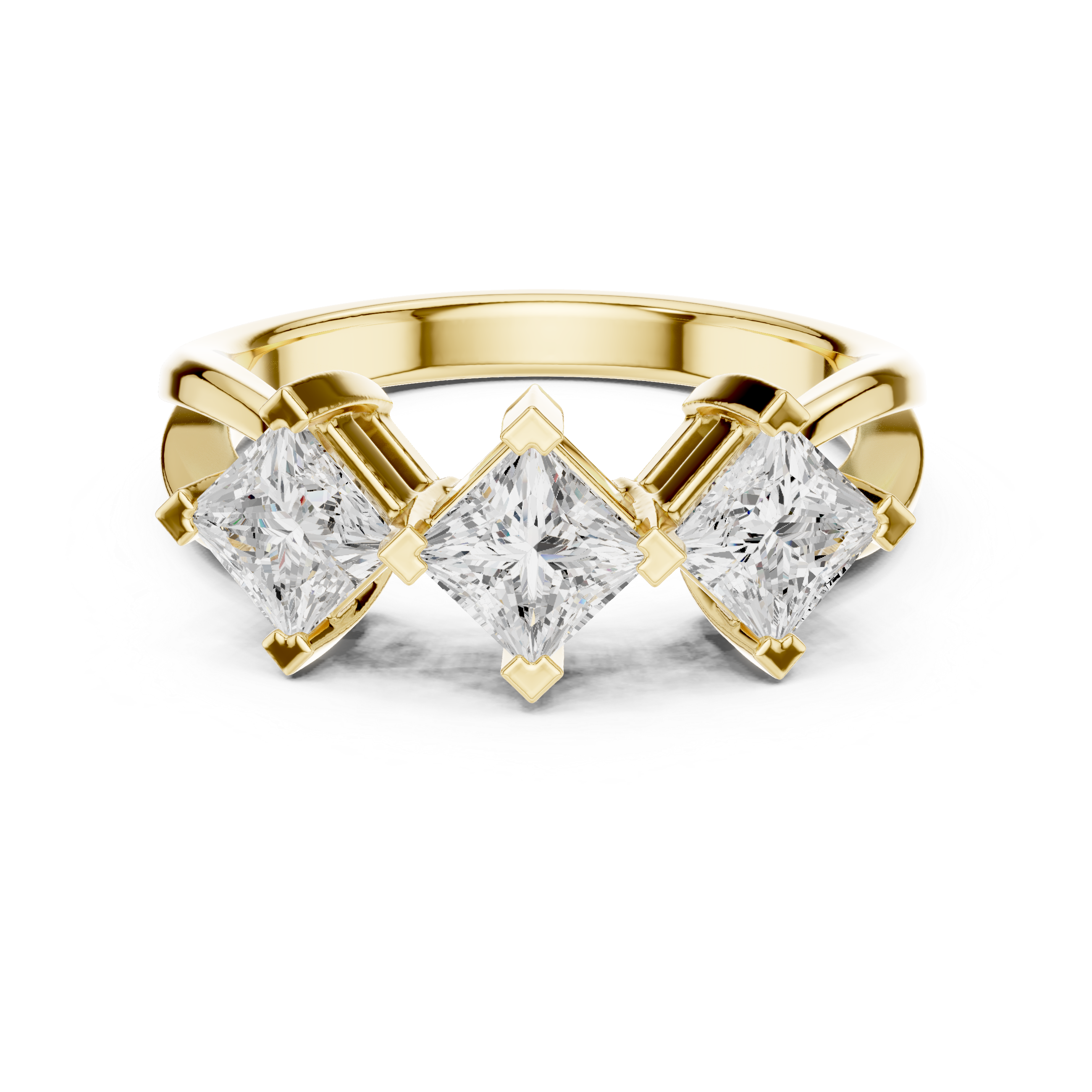 Three Stone Princess Lab Grown Diamond Wedding Ring
