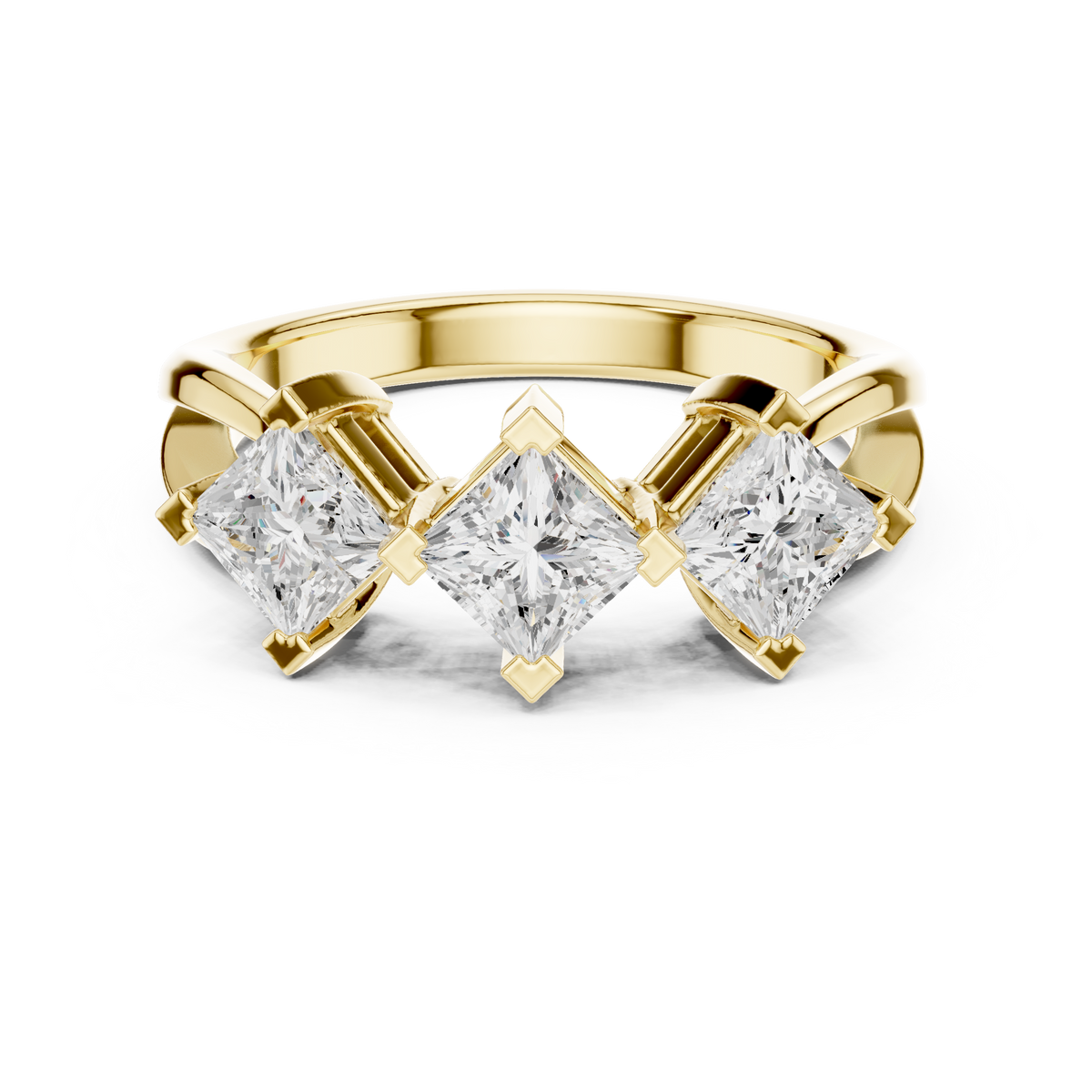 Three Stone Princess Lab Grown Diamond Wedding Ring