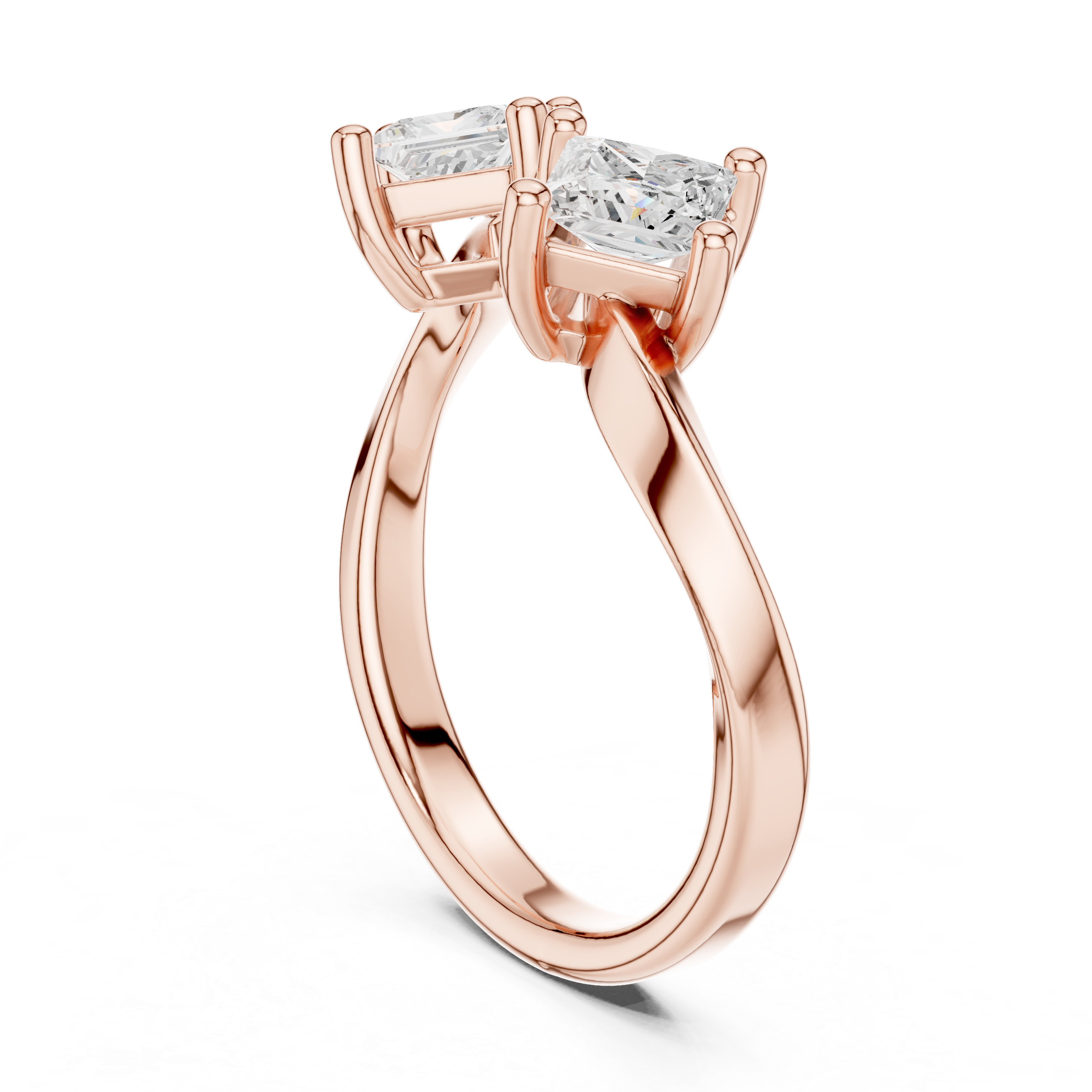 Two Stone Princess Cut Diamond Bypass Ring