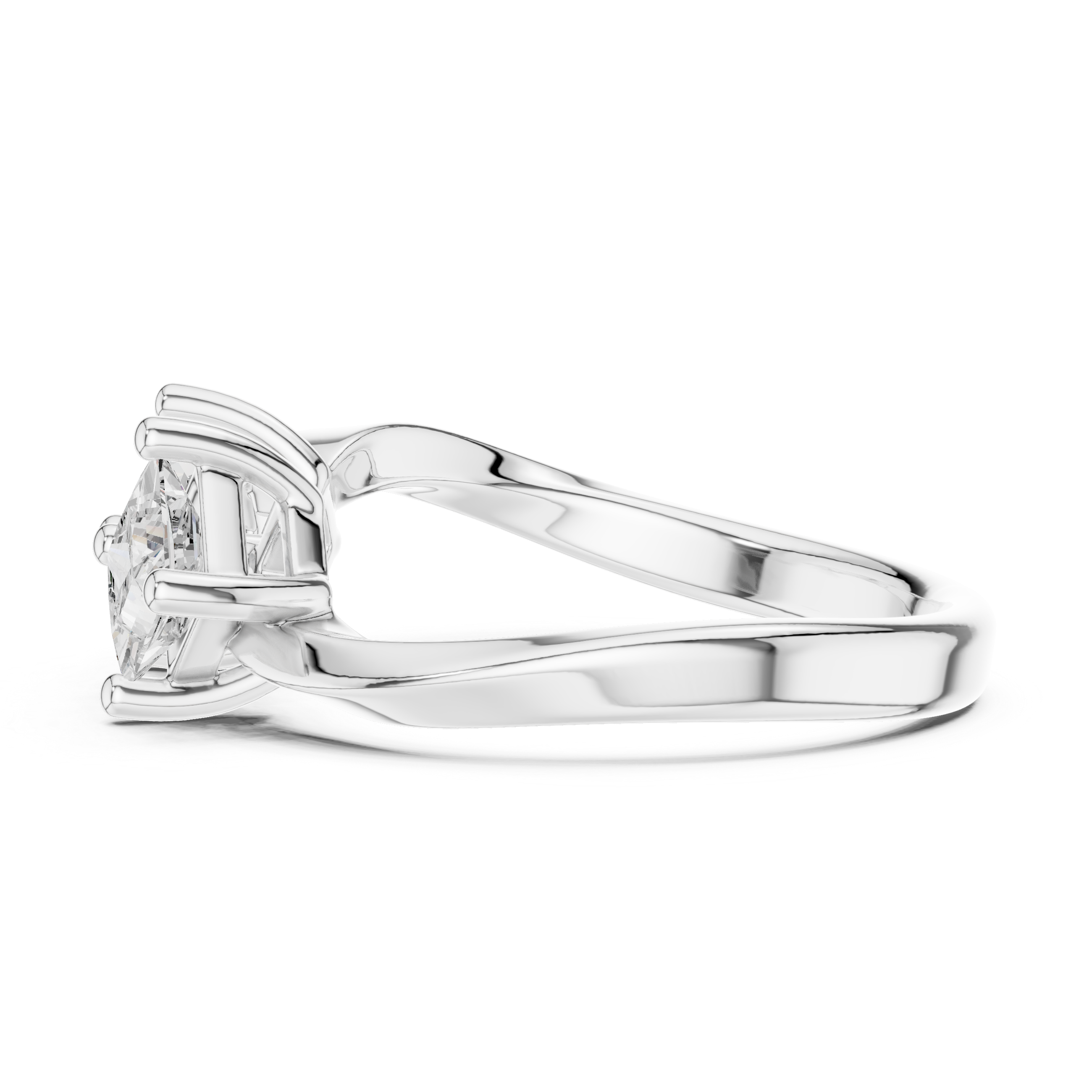 Two Stone Princess Cut Diamond Bypass Ring