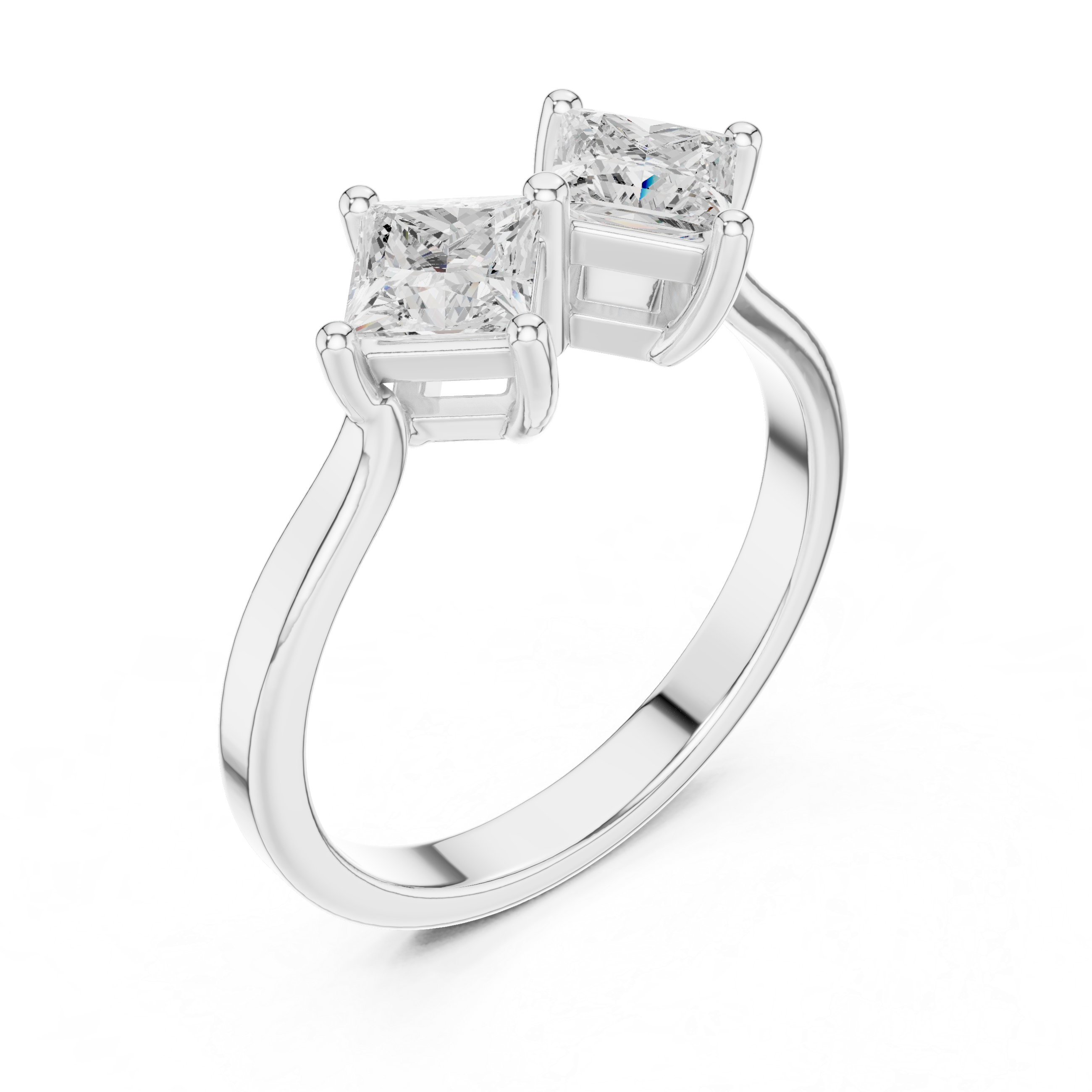 Princess Cut Lab Diamond Toi et Moi Promise Ring