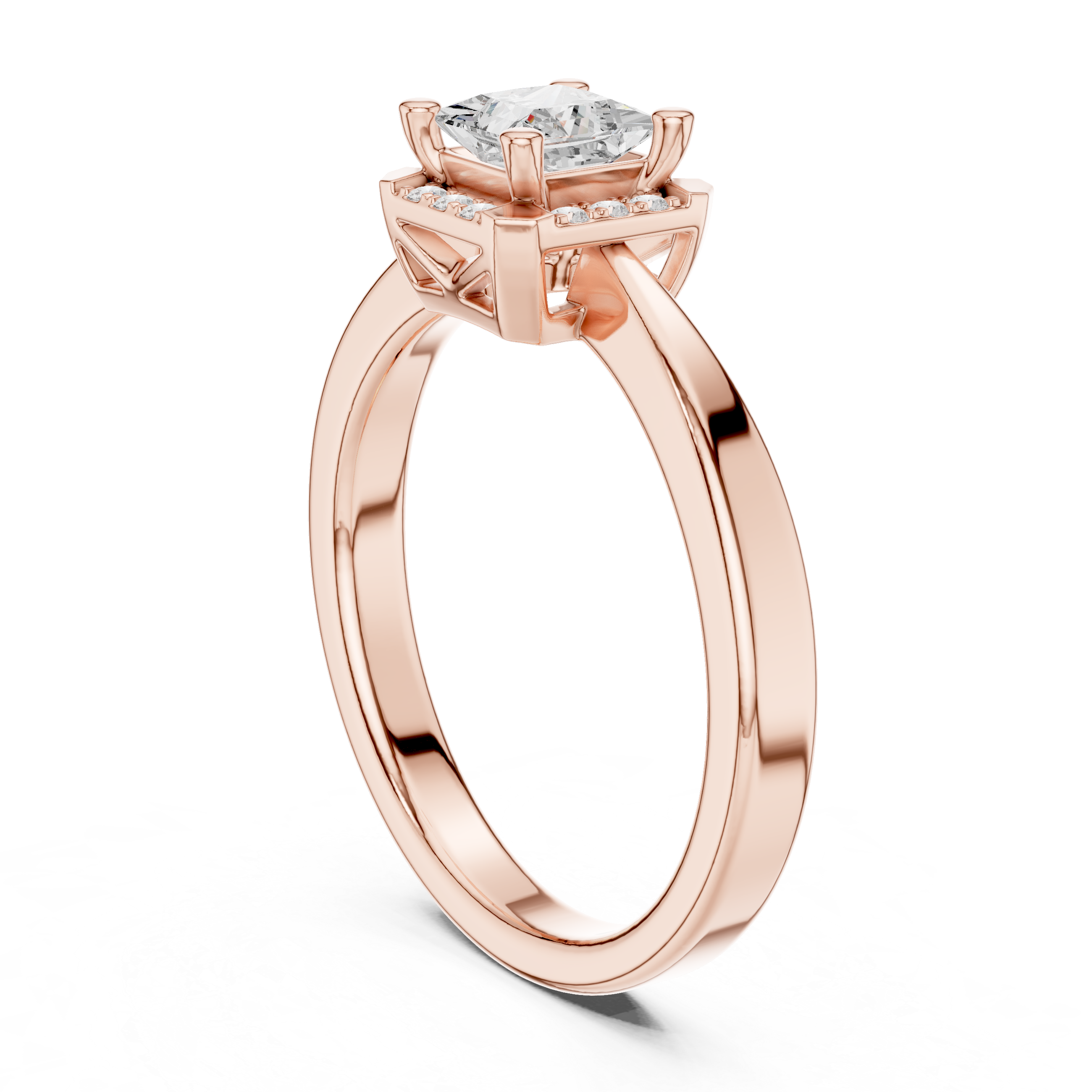 Halo Princess Solitaire Diamond Engagement Ring