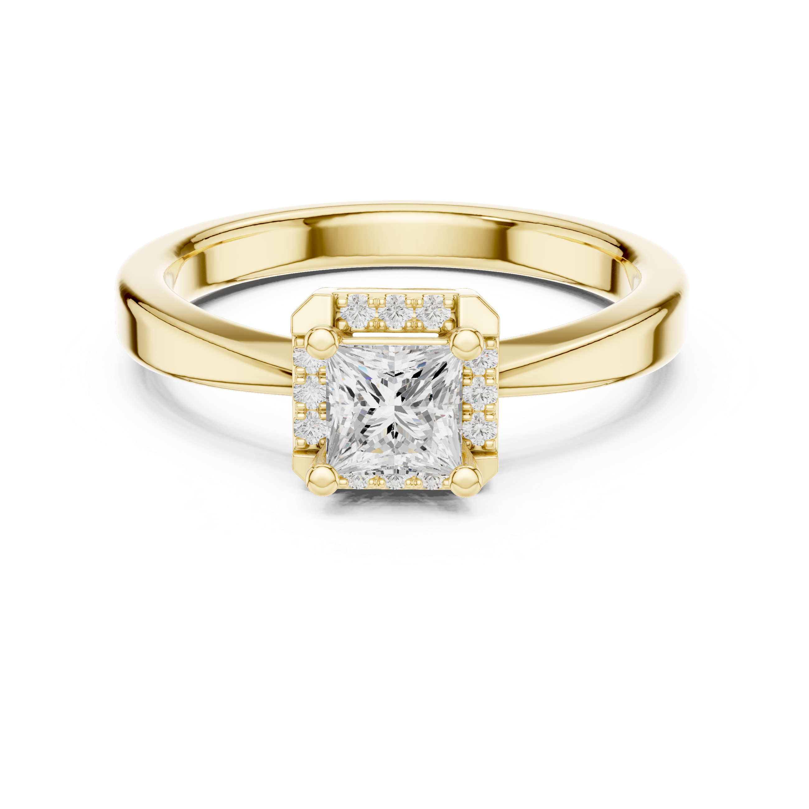 Halo Princess Solitaire Diamond Engagement Ring