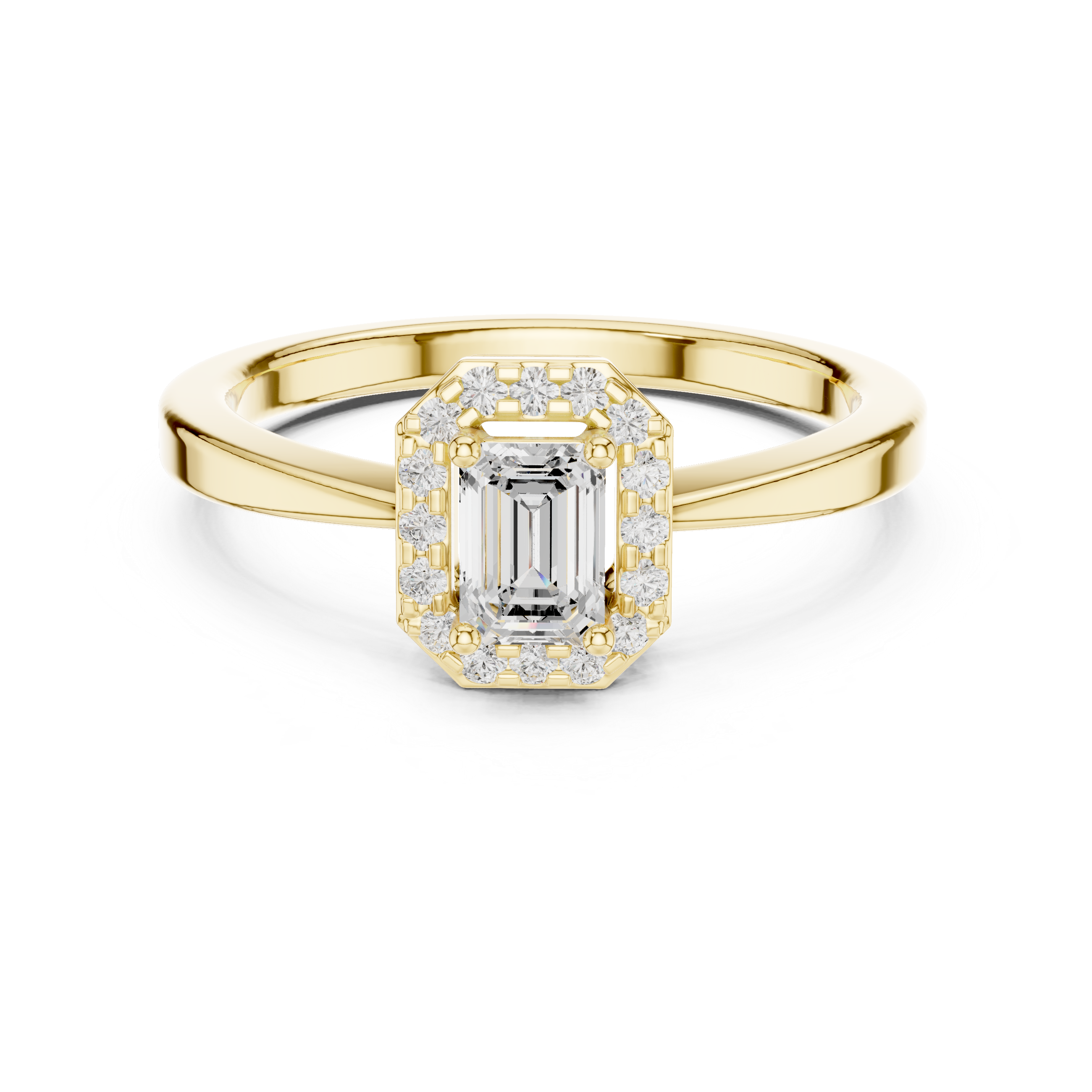 Halo Emerald Solitaire Diamond Engagement Ring