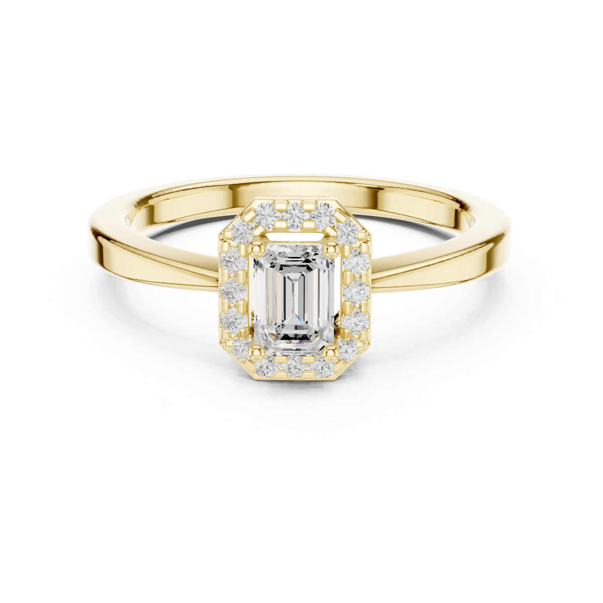 Halo Emerald Solitaire Diamond Engagement Ring