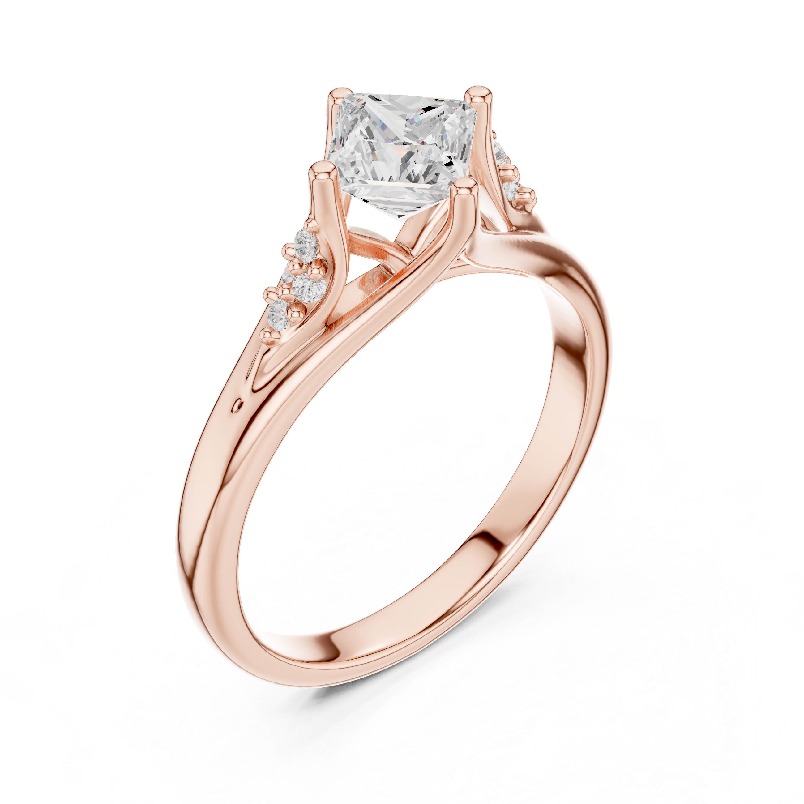 Princess Cut Split-Shank Accent Ring