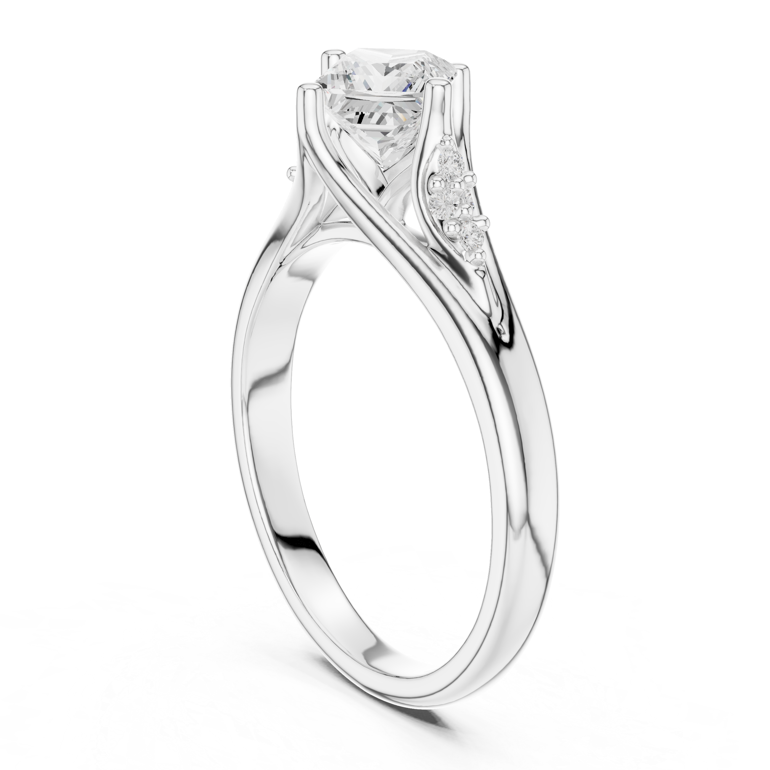 Princess Cut Split-Shank Accent Ring