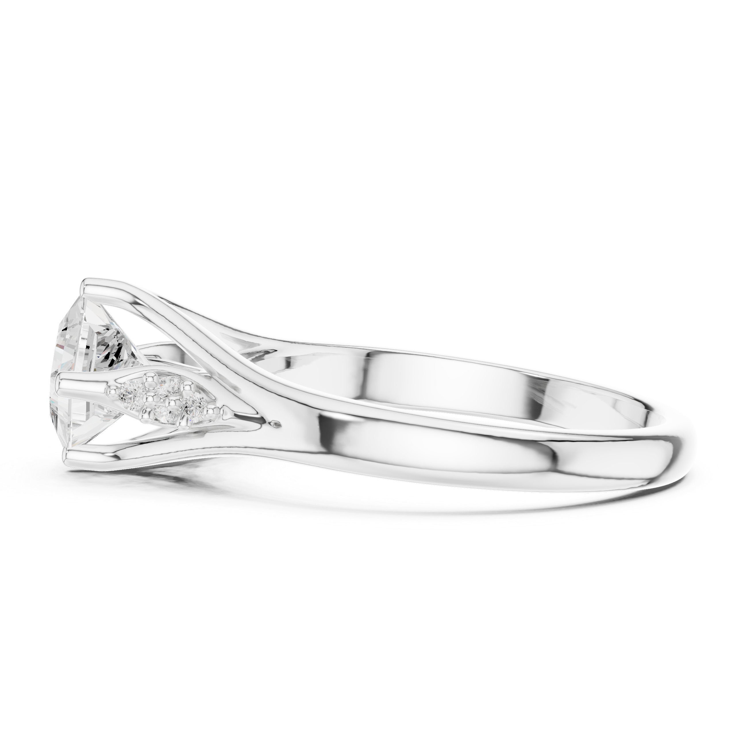 Princess Cut Split-Shank Accent Ring