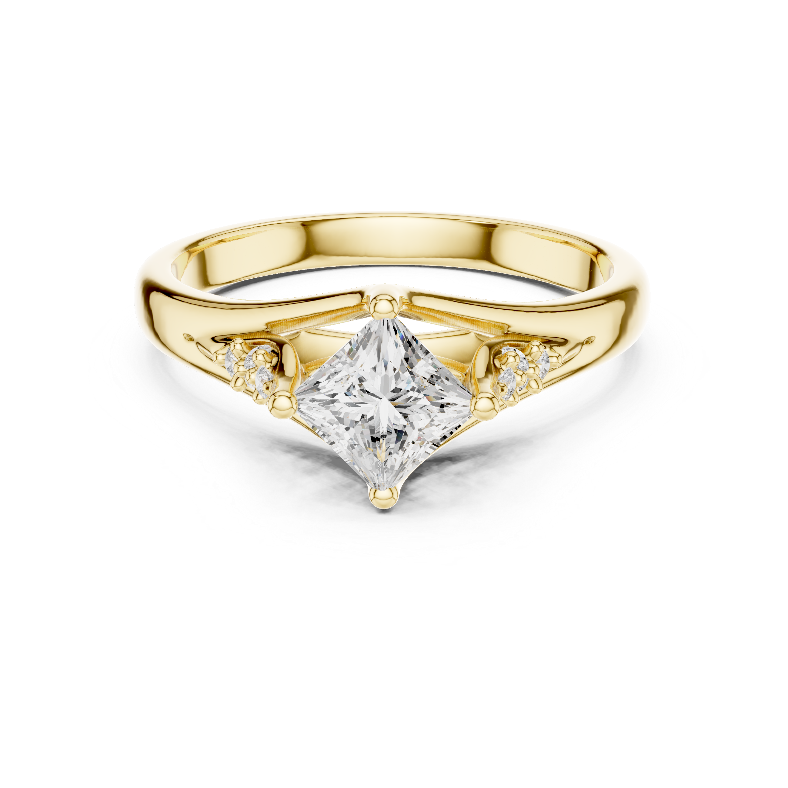 Princess Cut Split-Shank Accent Ring