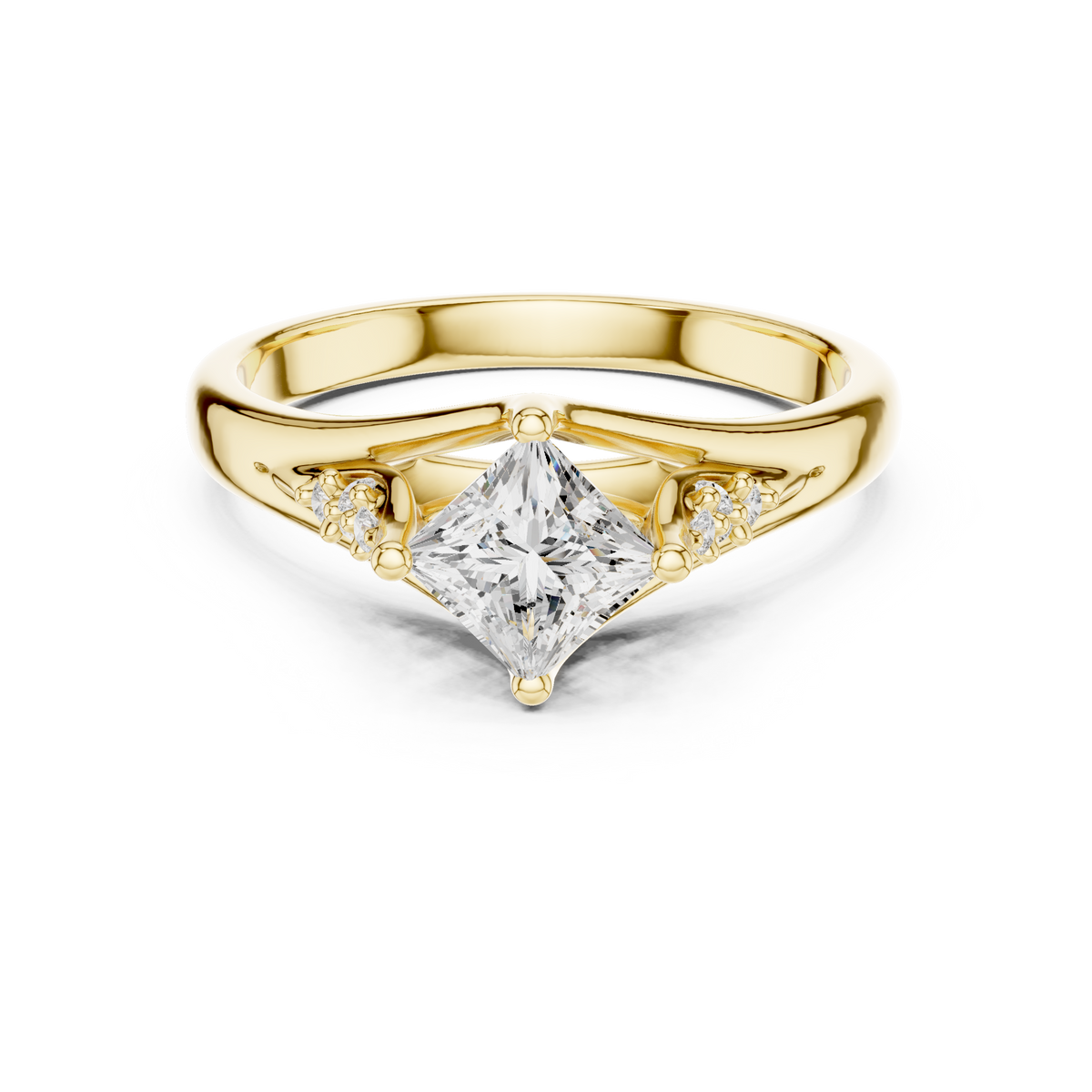 Princess Cut Split-Shank Accent Ring