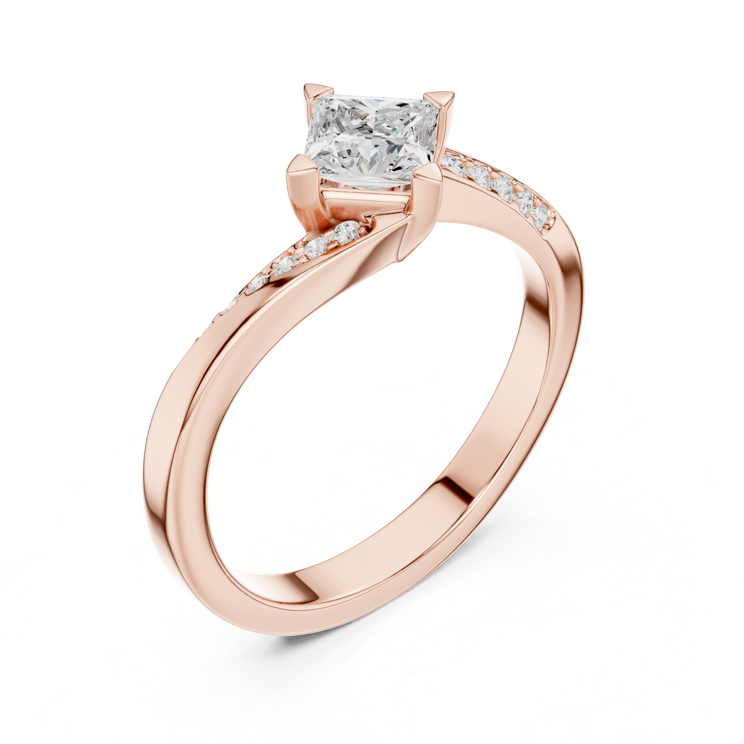 Princess Cut Tension-Style Accent Ring