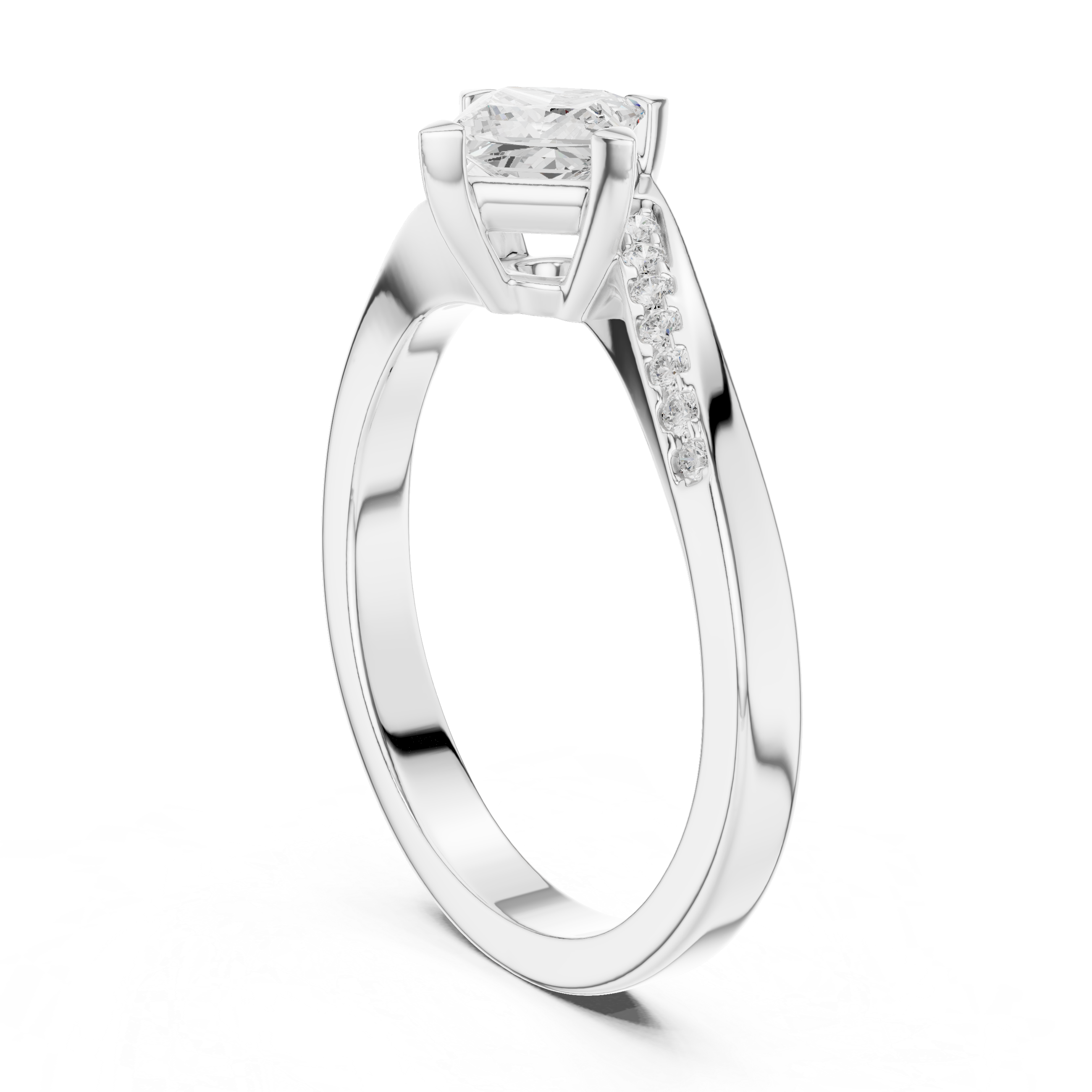 Princess Cut Tension-Style Accent Ring