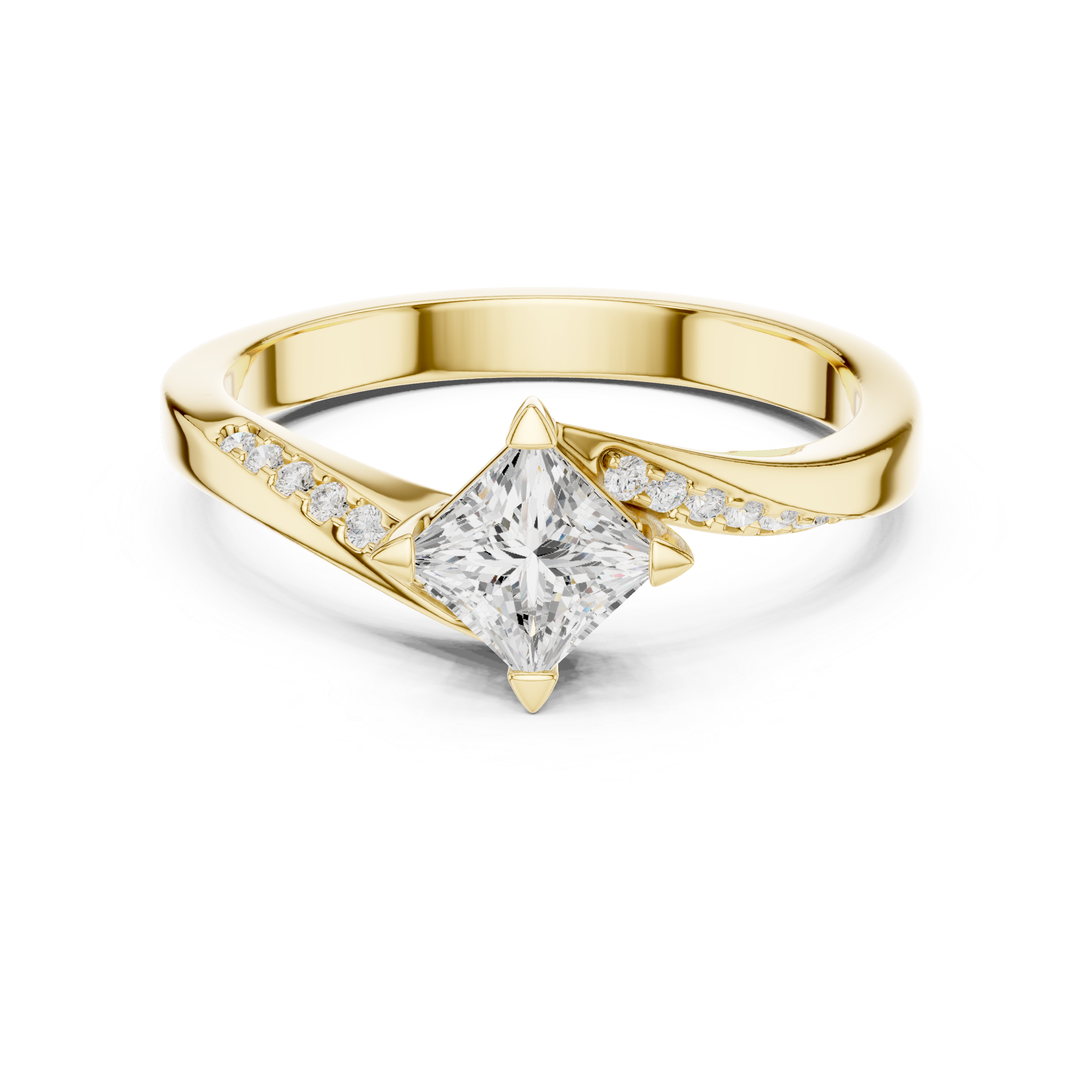 Princess Cut Tension-Style Accent Ring