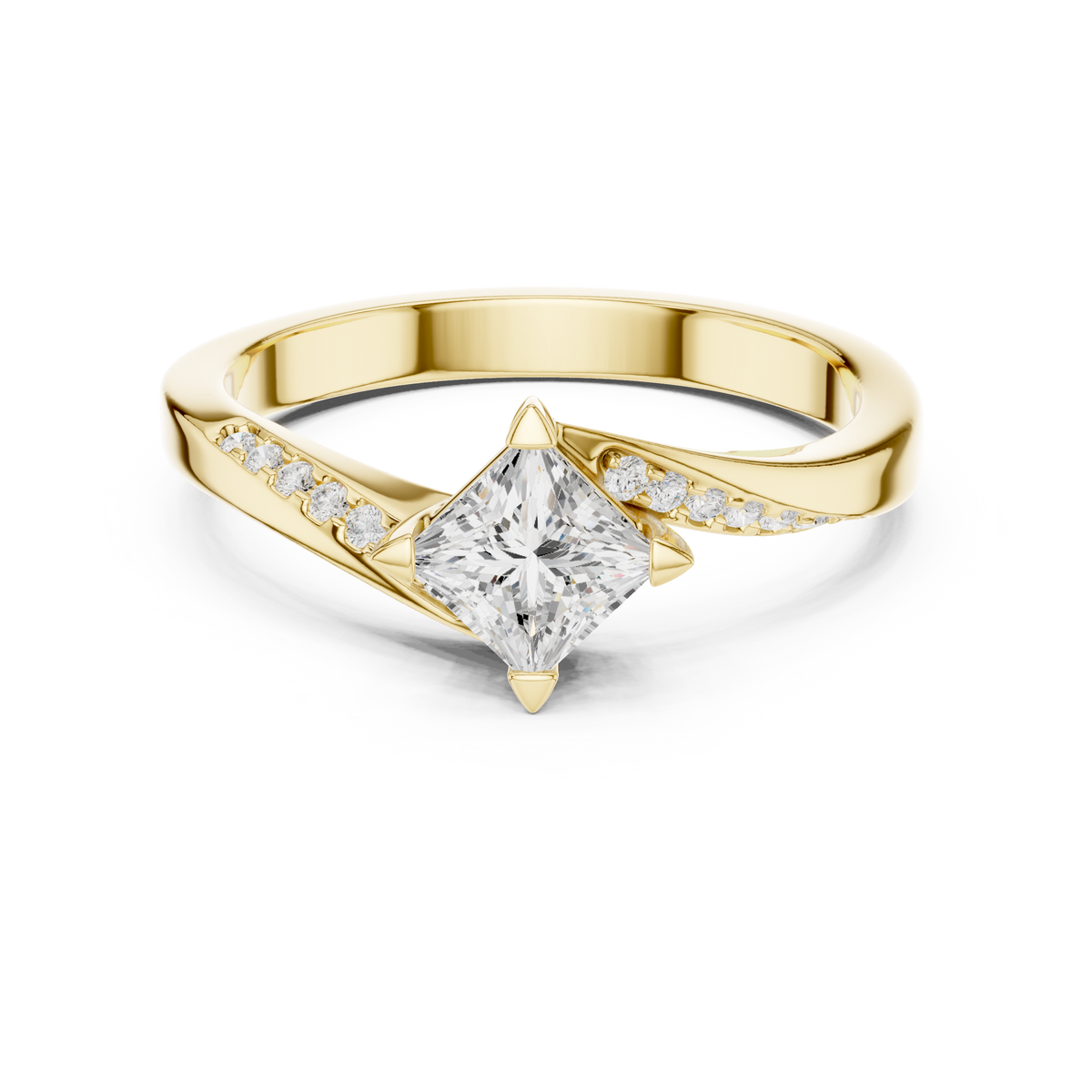Princess Cut Tension-Style Accent Ring