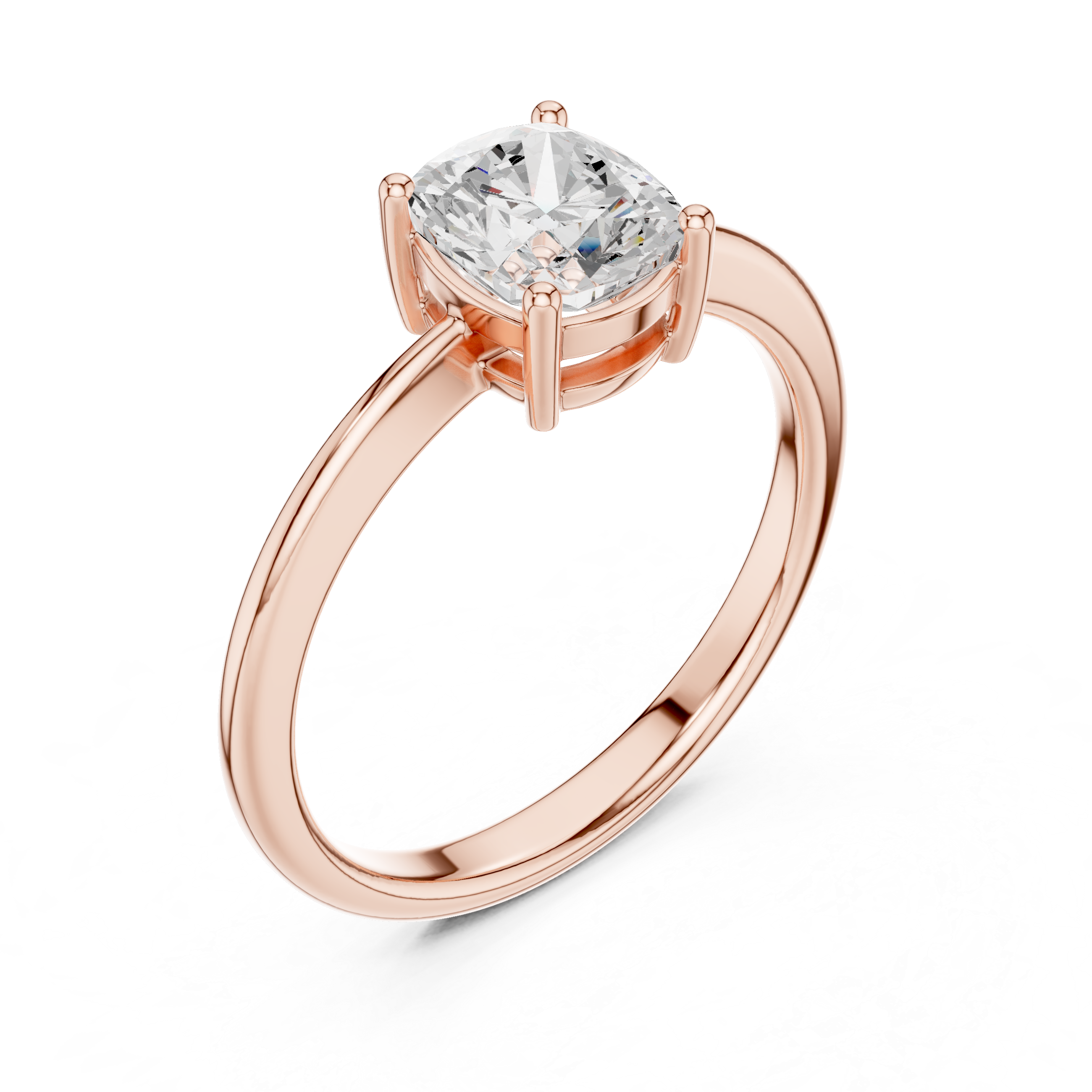 Four Prong Cushion Solitaire Ring
