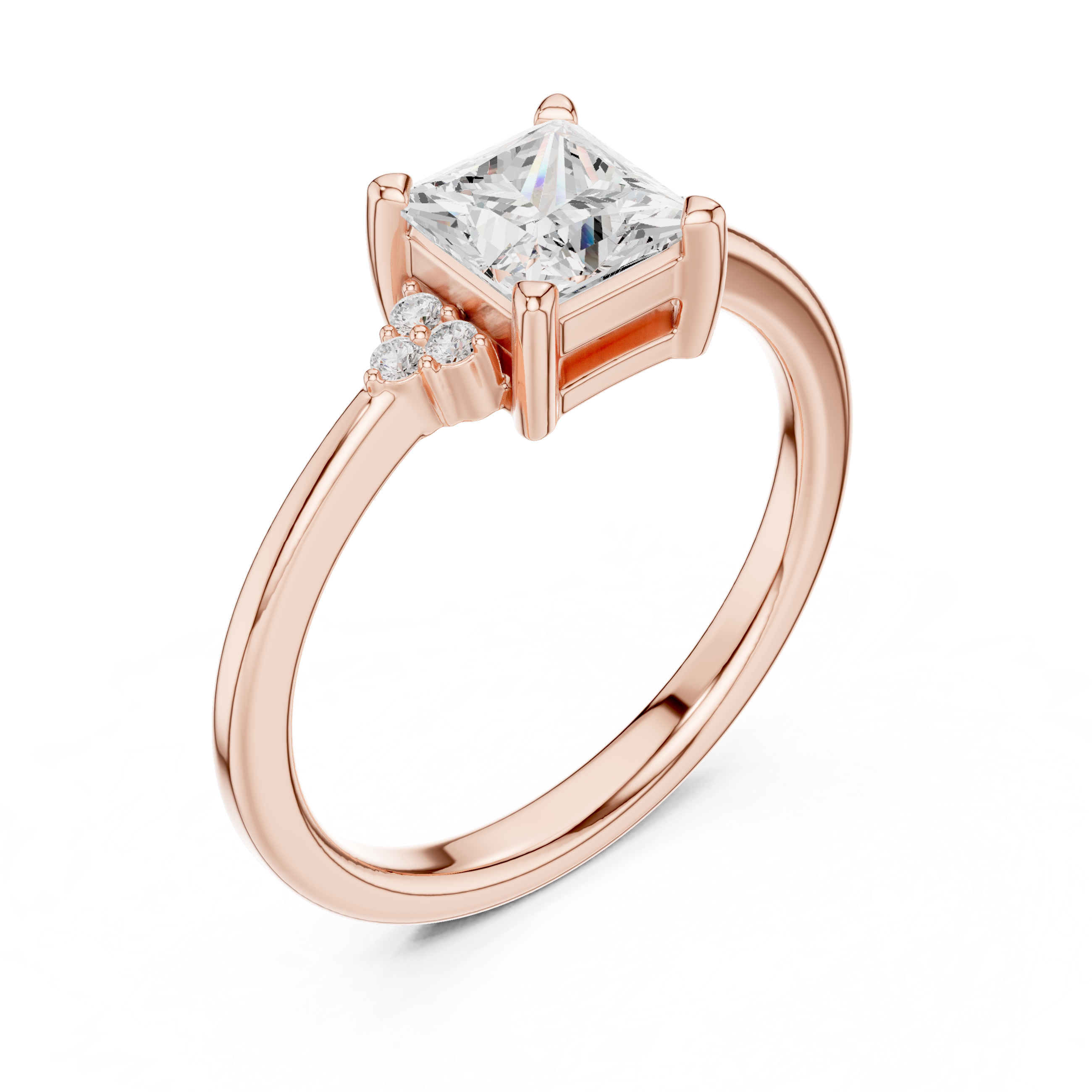 Princess Cut Cluster Set Engagement Ring