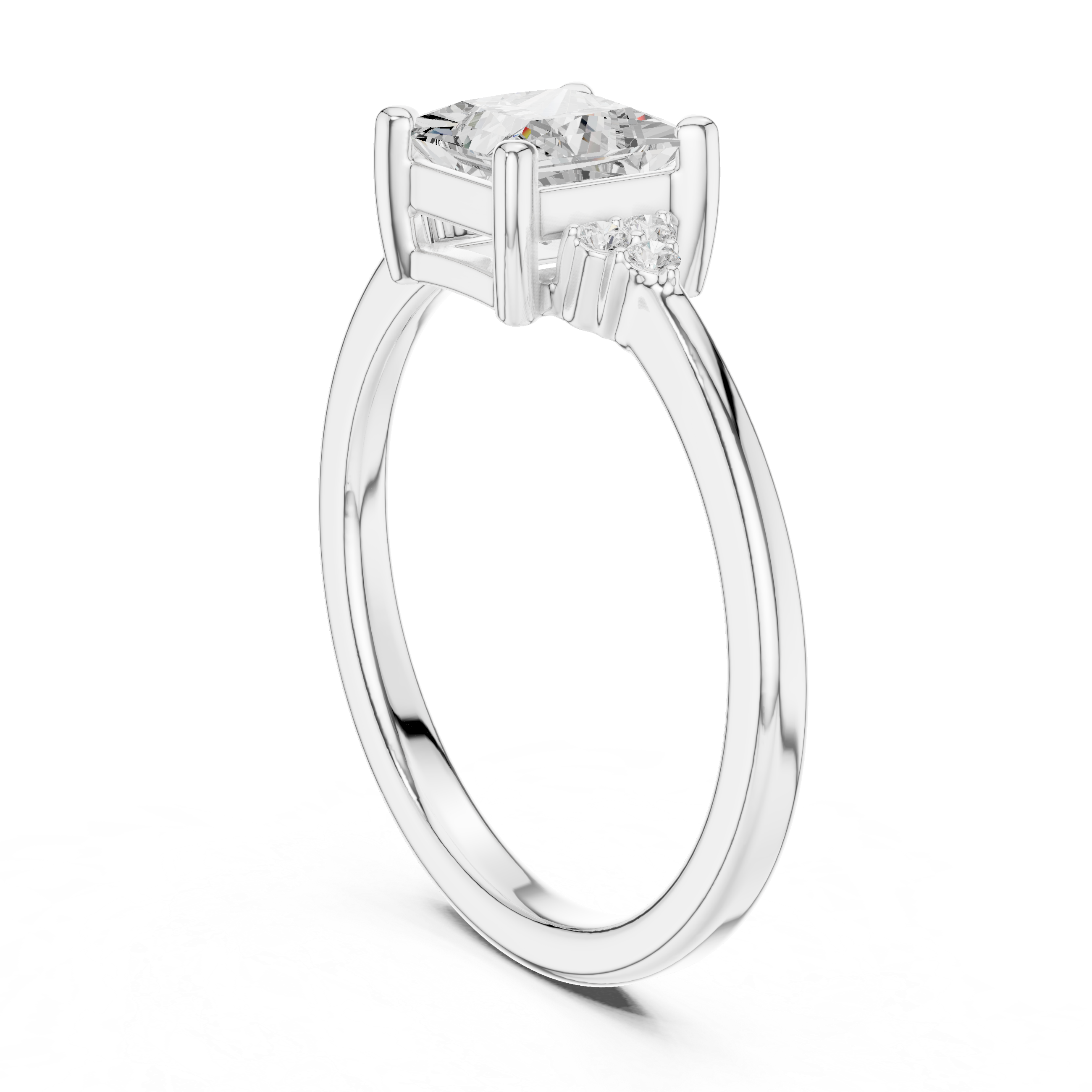 Princess Cut Cluster Set Engagement Ring