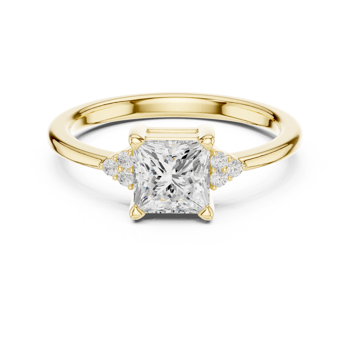 Princess Cut Cluster Set Engagement Ring