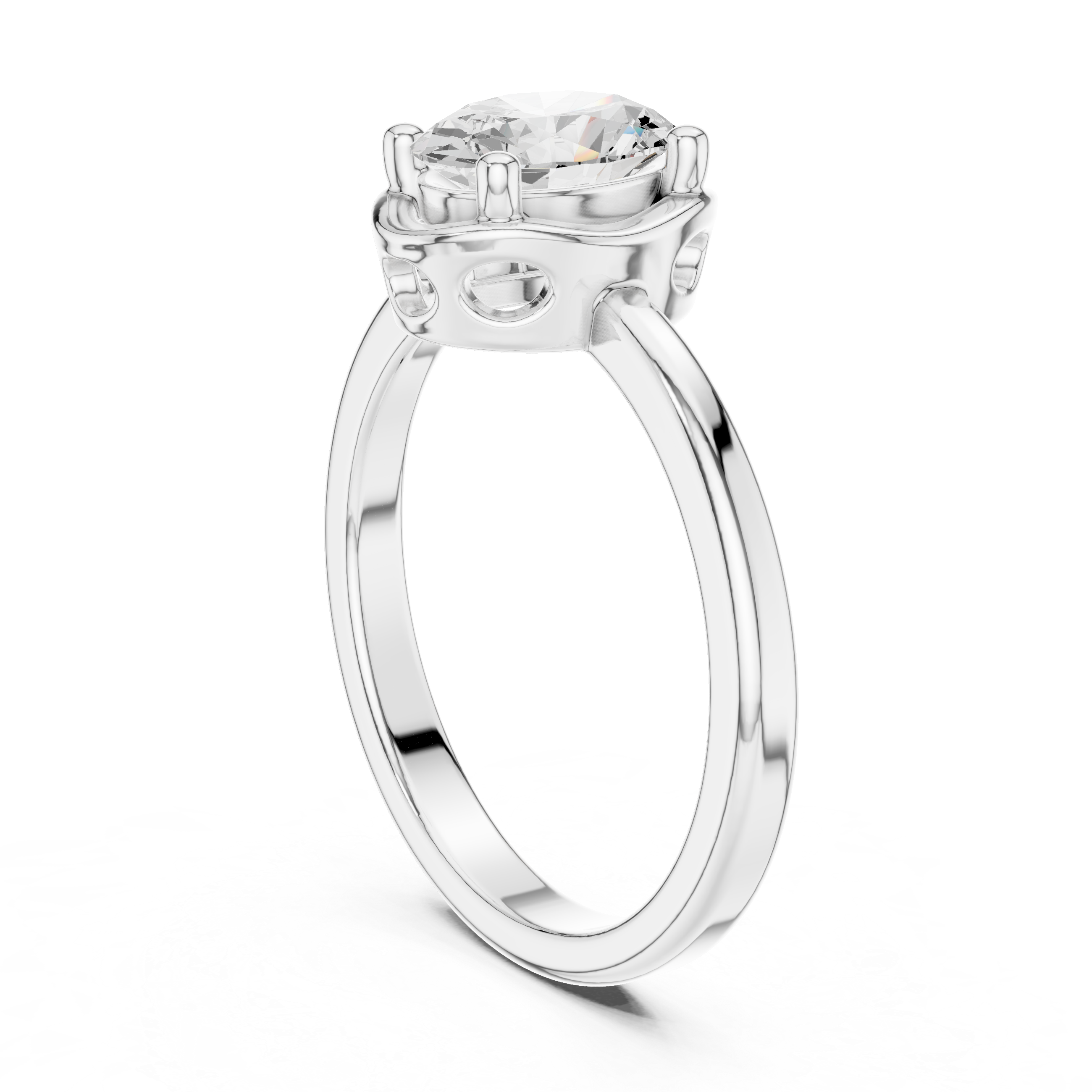 Oval Cut Bezel-Framed Solitaire Ring