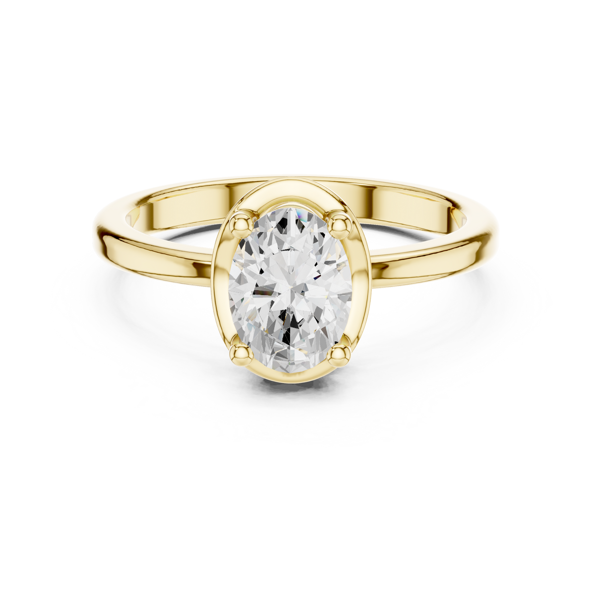 Oval Cut Bezel-Framed Solitaire Ring